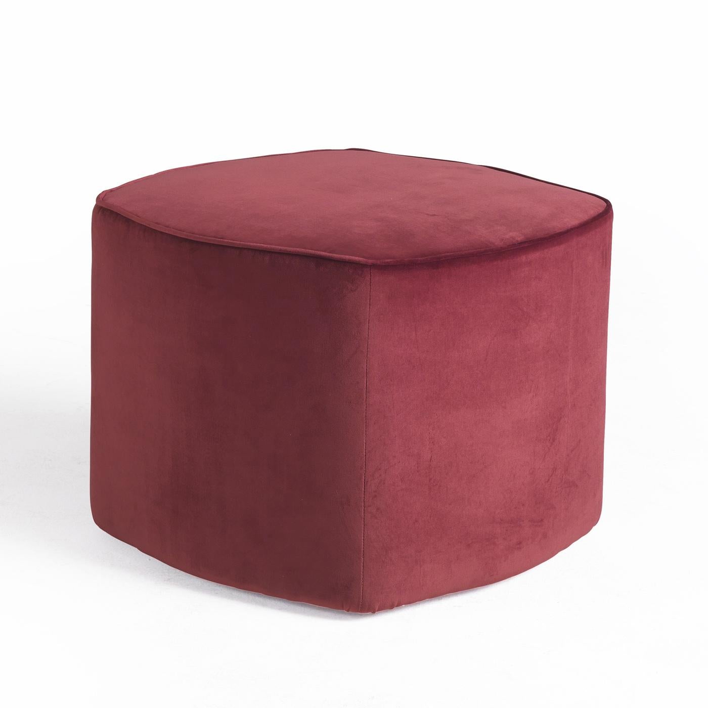 Part of a collection exuding passion and romantic allure, this superb pouf will be a perfect addition to a vanity in a bedroom. Impeccable comfort wrapped in stylish red fabric, this pouf can be used as extra seating or occasional table in a modern