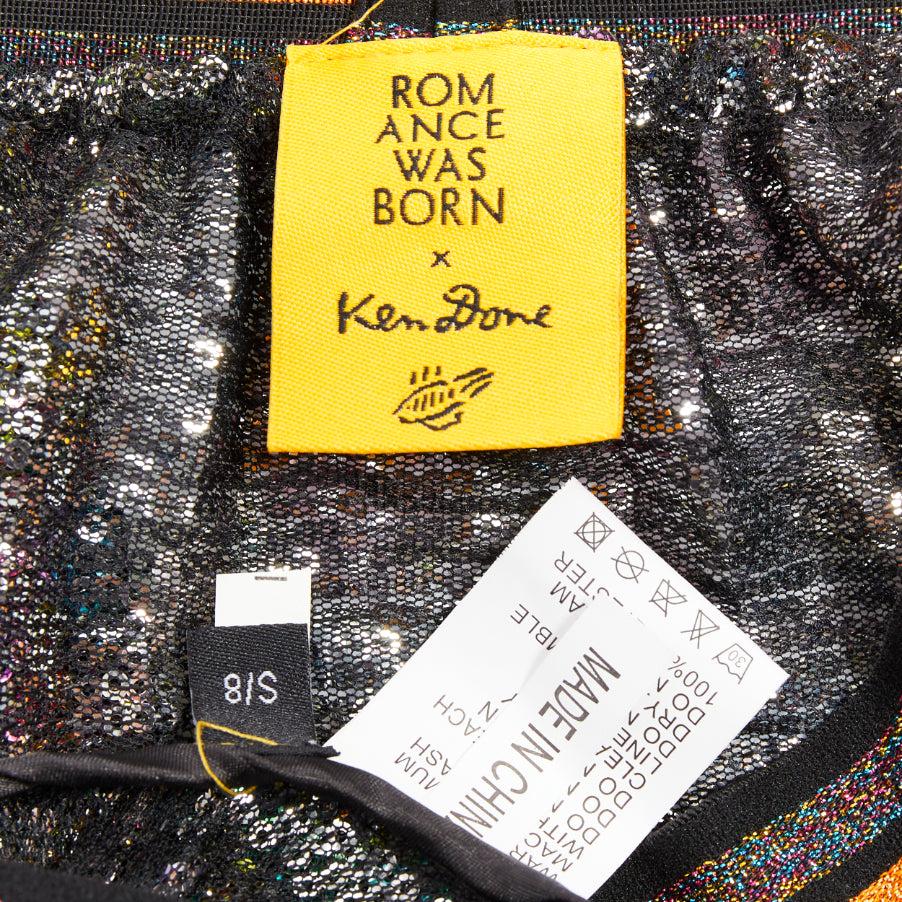 Romance Ken Done - Jupe rayée plissée et plissée à sequins corail Reef S en vente 3