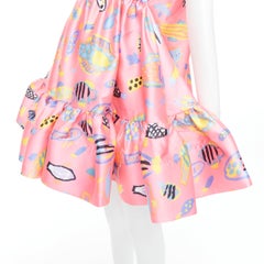 ROMANCE WAS BORN Ken Done pink multicolor illustration print babydoll dress S