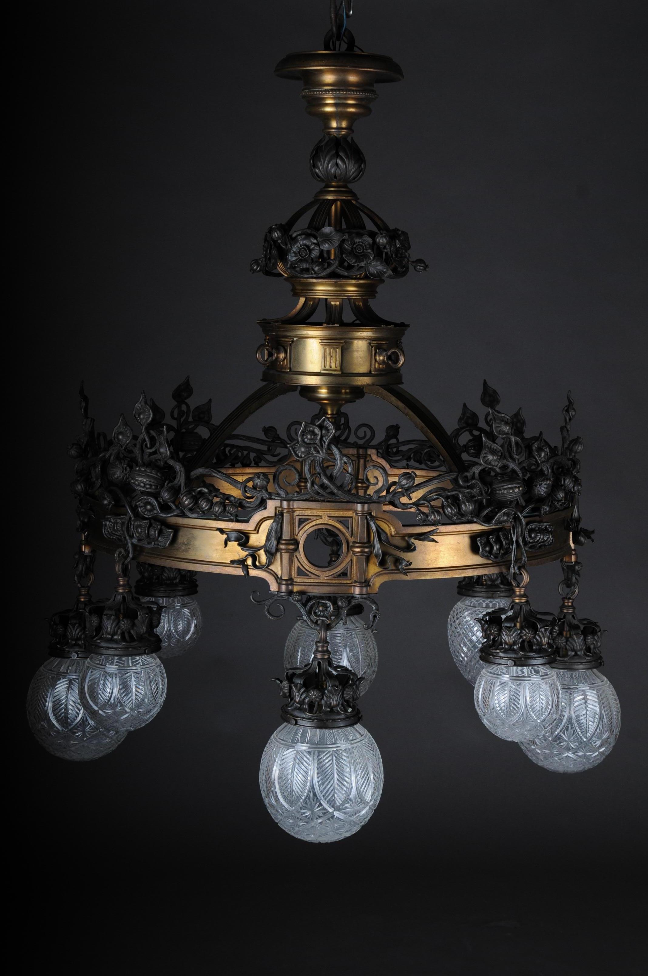 Romanesque Art Nouveau Chandelier Bronze, France, circa 1900 5