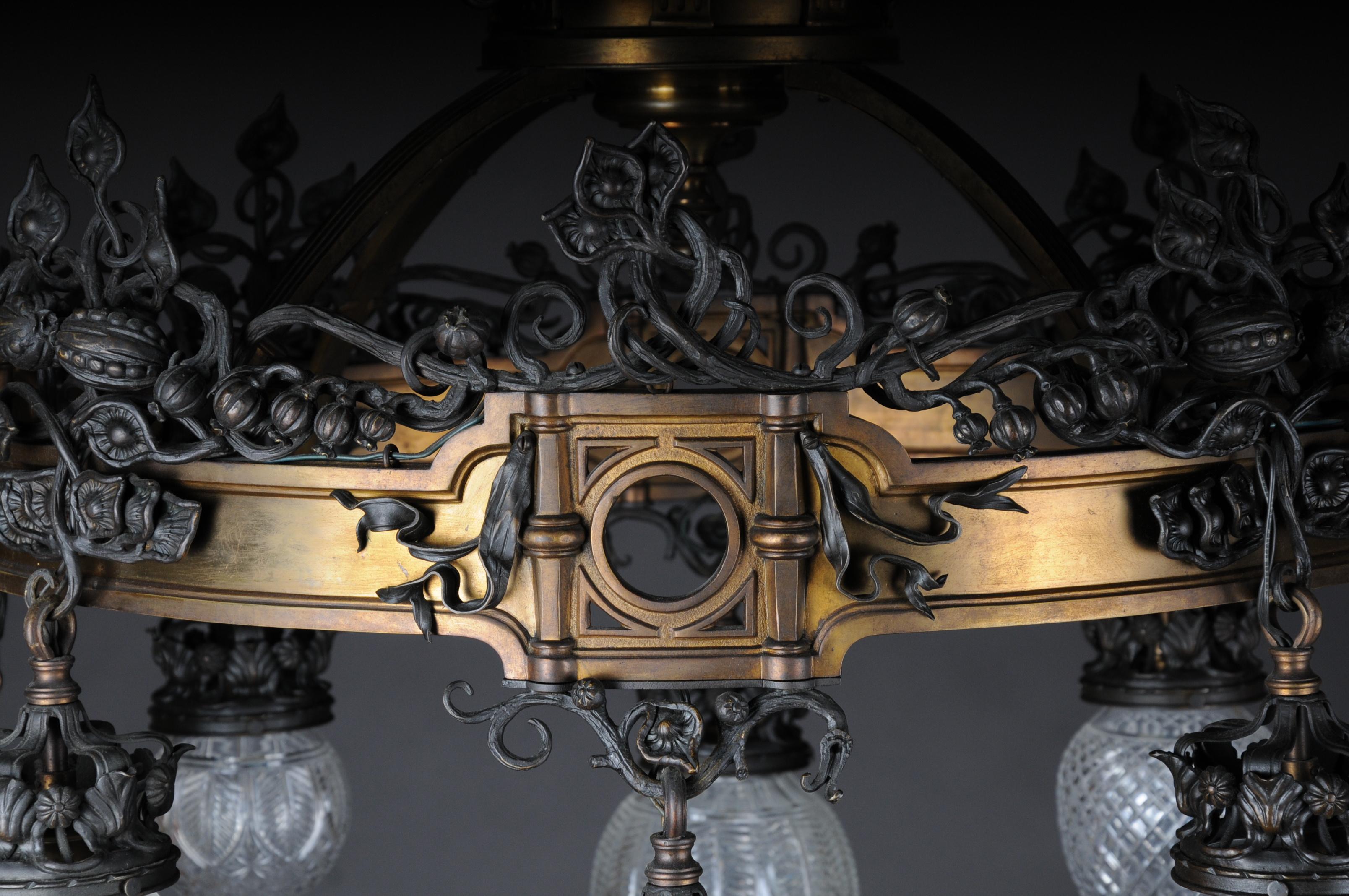 Romanesque Art Nouveau Chandelier Bronze, France, circa 1900 6