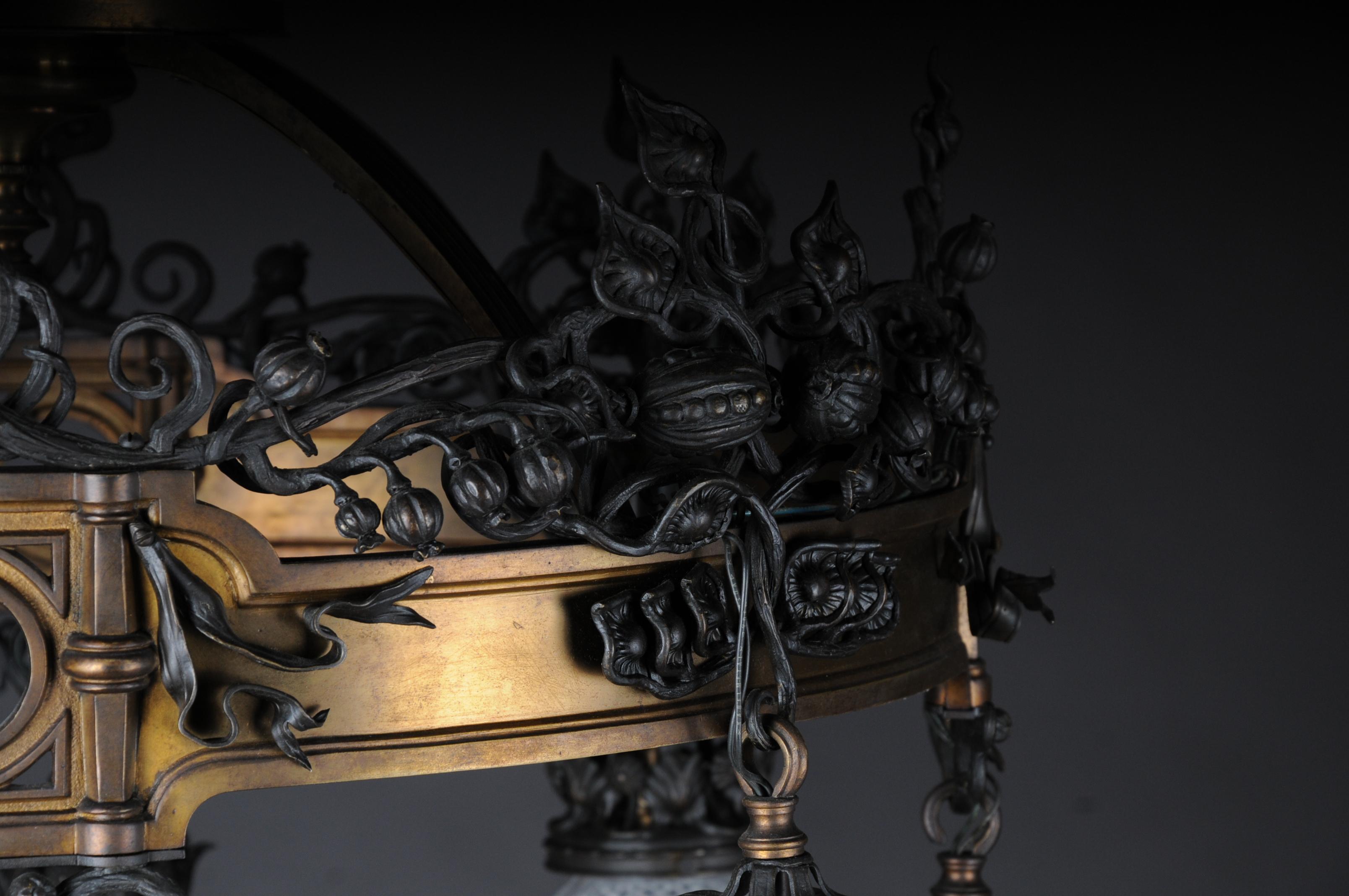 Romanesque Art Nouveau Chandelier Bronze, France, circa 1900 7