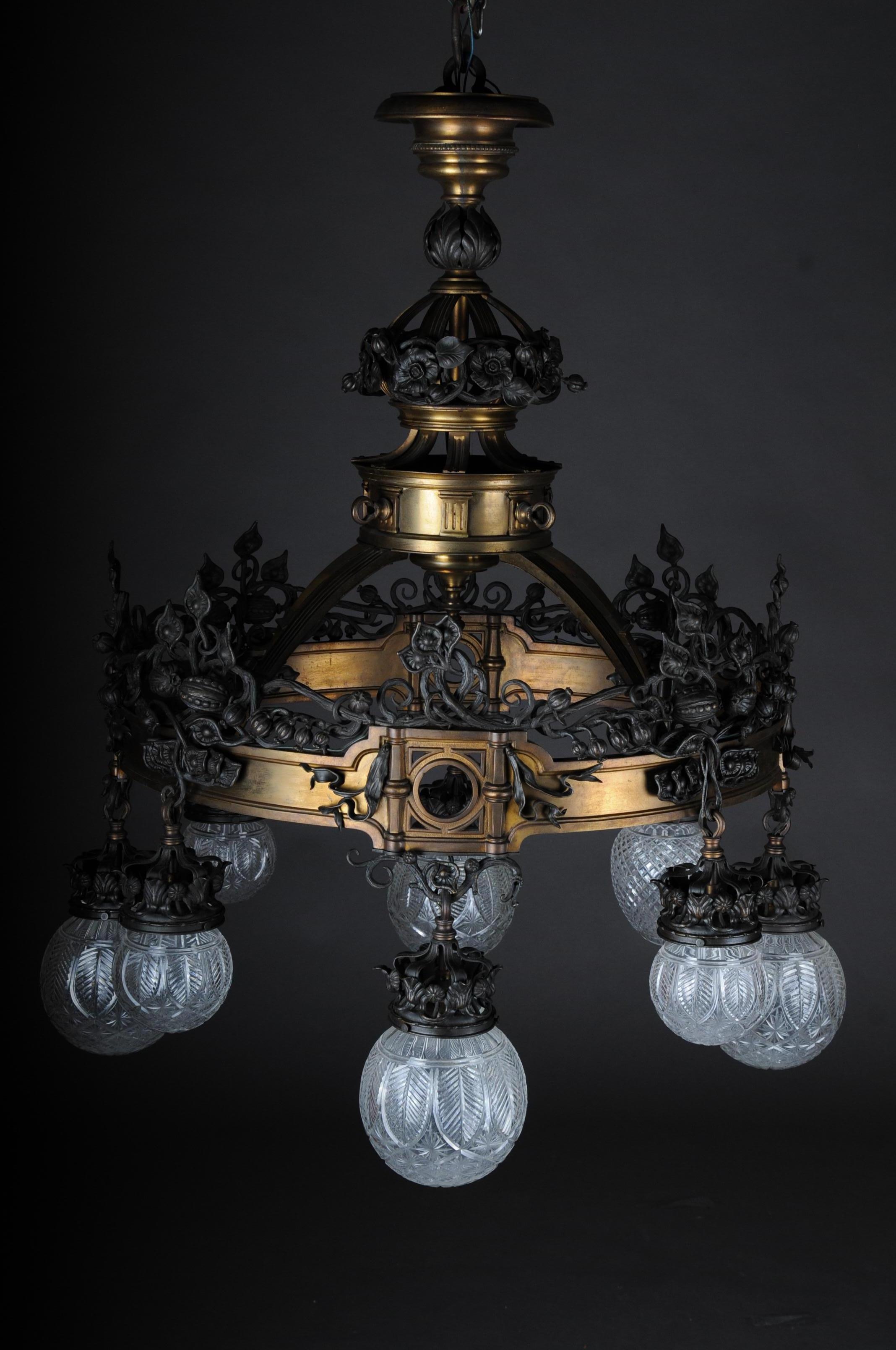 Romanesque Art Nouveau Chandelier Bronze, France, circa 1900 8
