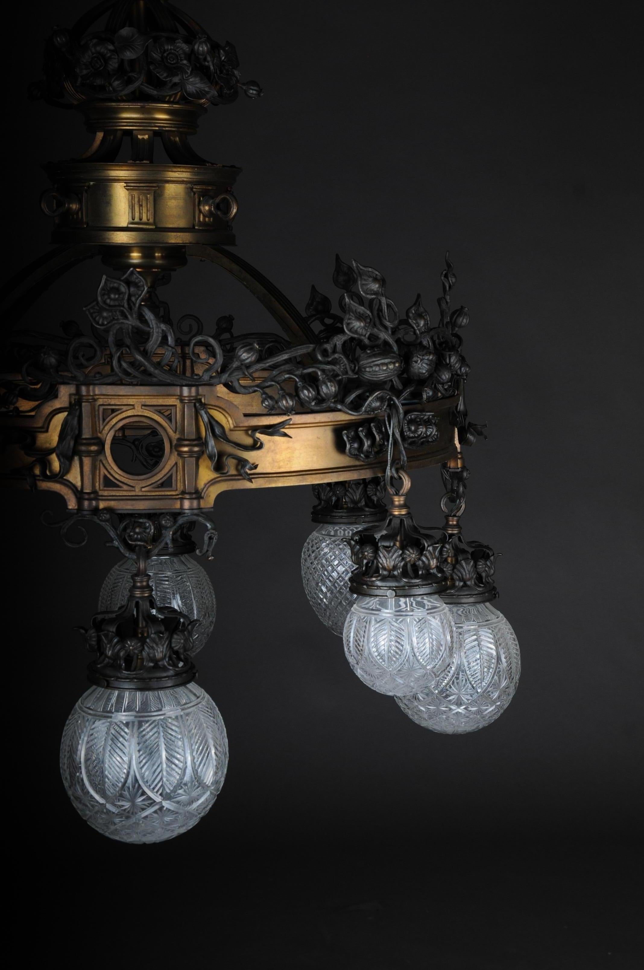 Romanesque Art Nouveau Chandelier Bronze, France, circa 1900 9