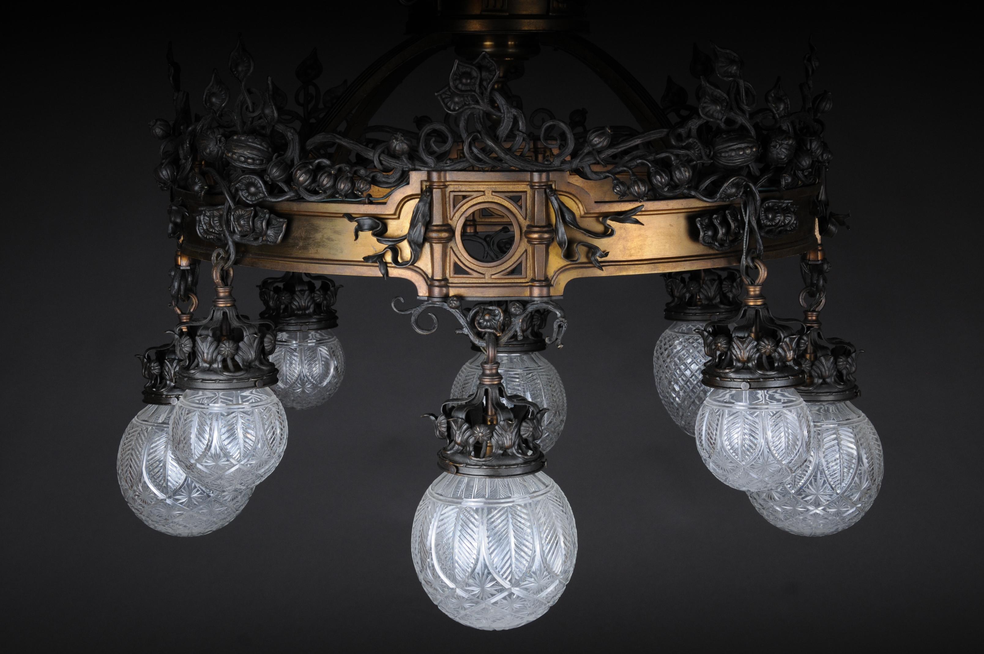 Romanesque Art Nouveau Chandelier Bronze, France, circa 1900 10