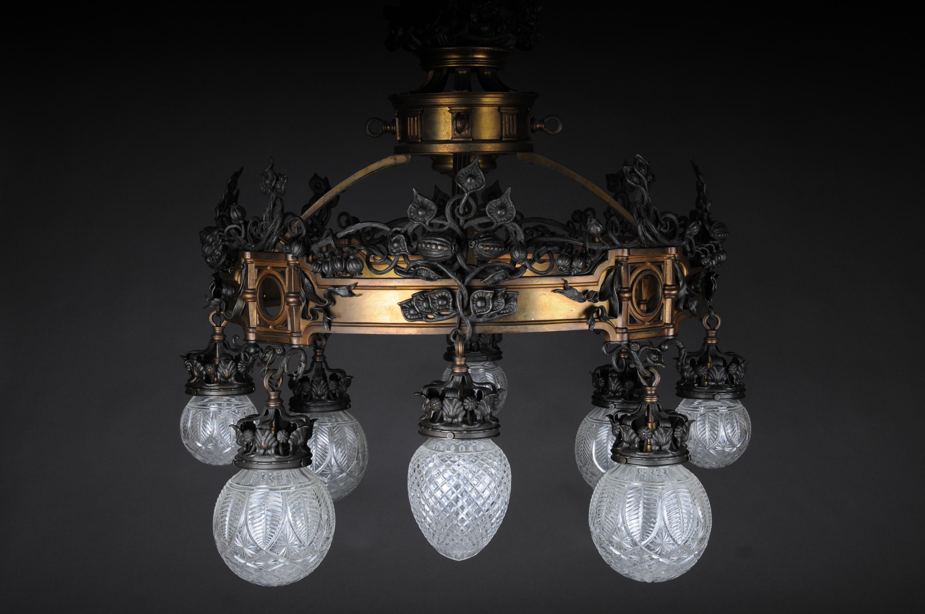 Romanesque Art Nouveau Chandelier Bronze, France, circa 1900 11