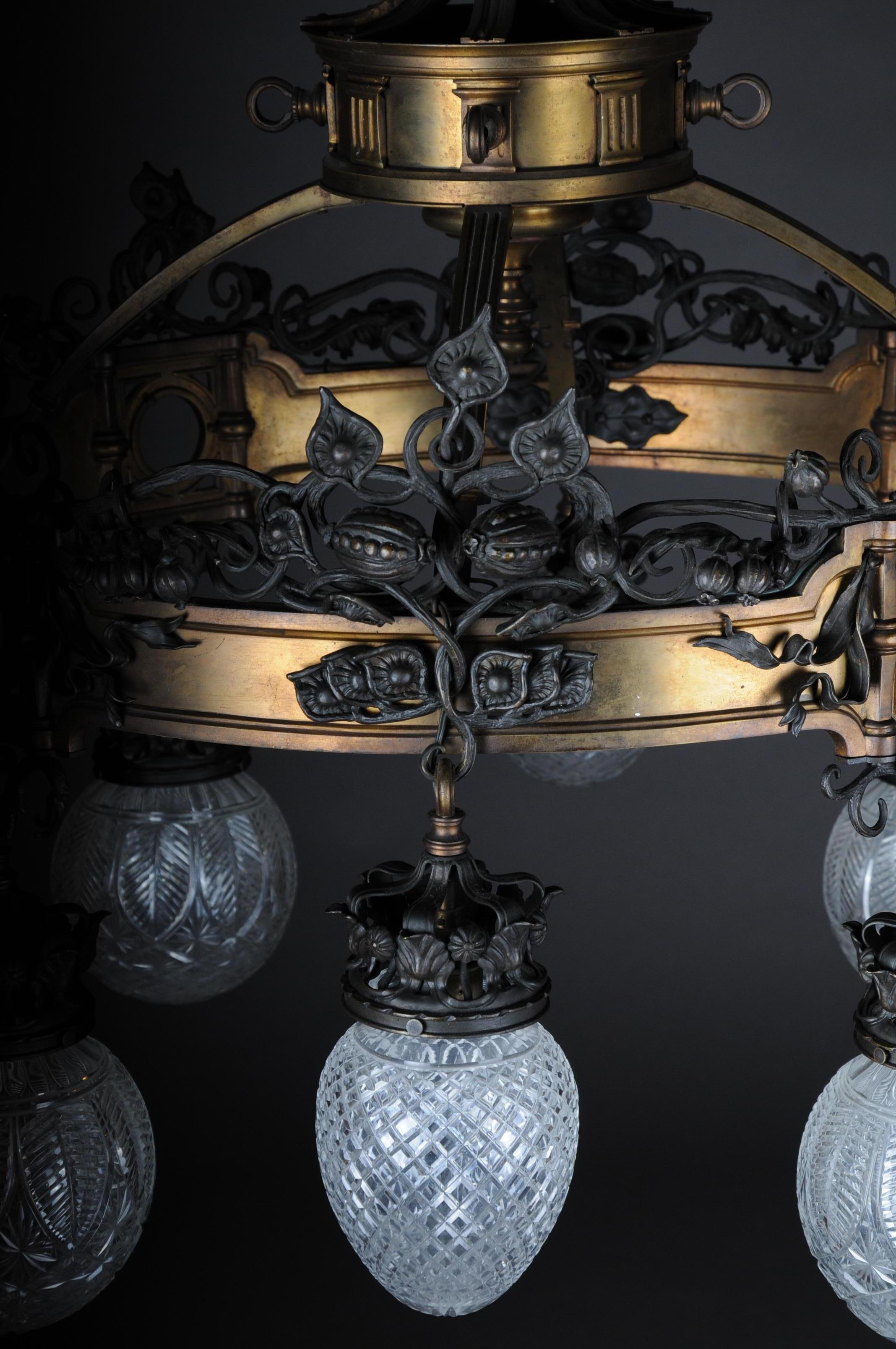Romanesque Art Nouveau Chandelier Bronze, France, circa 1900 12