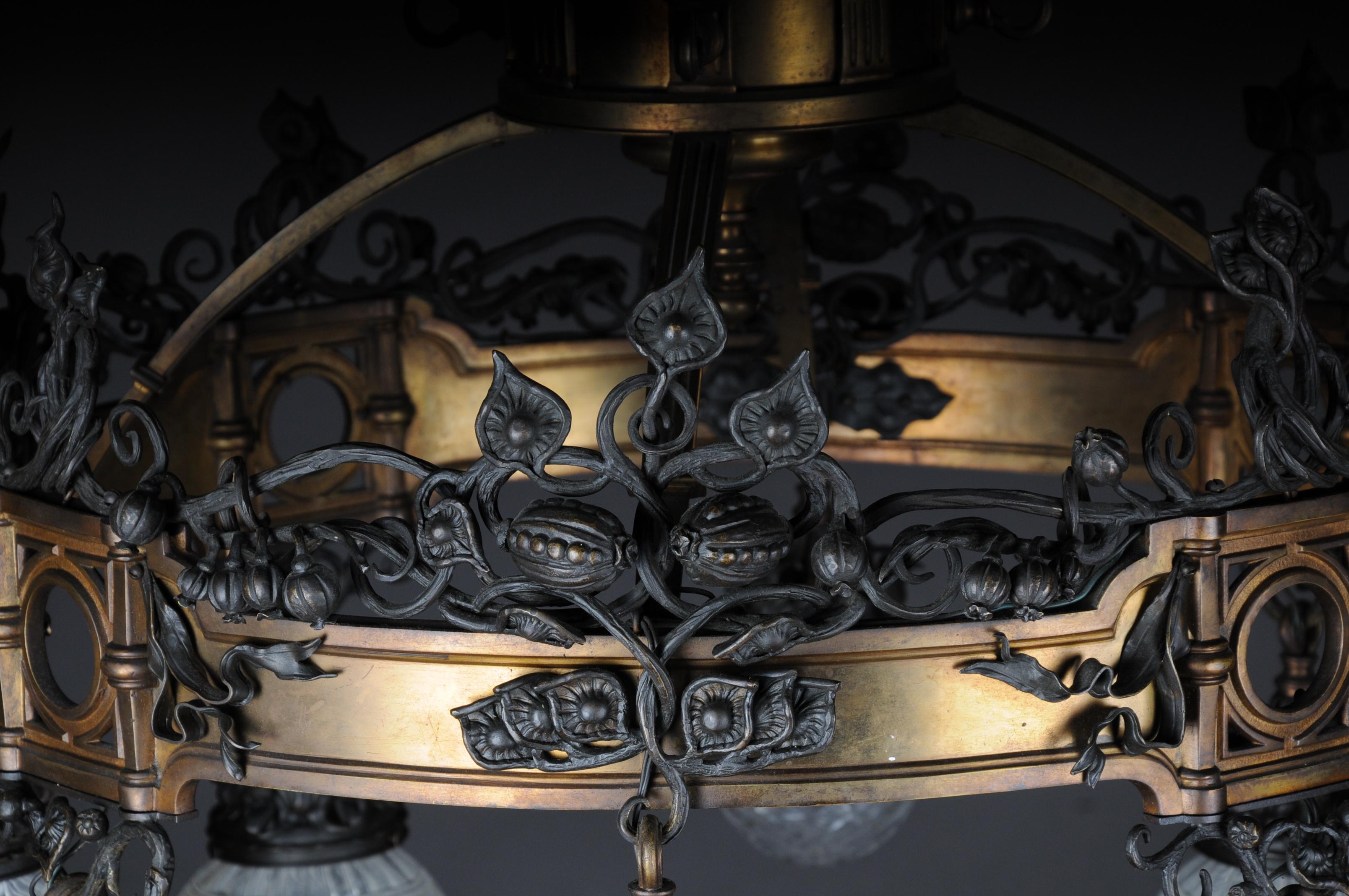 Romanesque Art Nouveau Chandelier Bronze, France, circa 1900 13