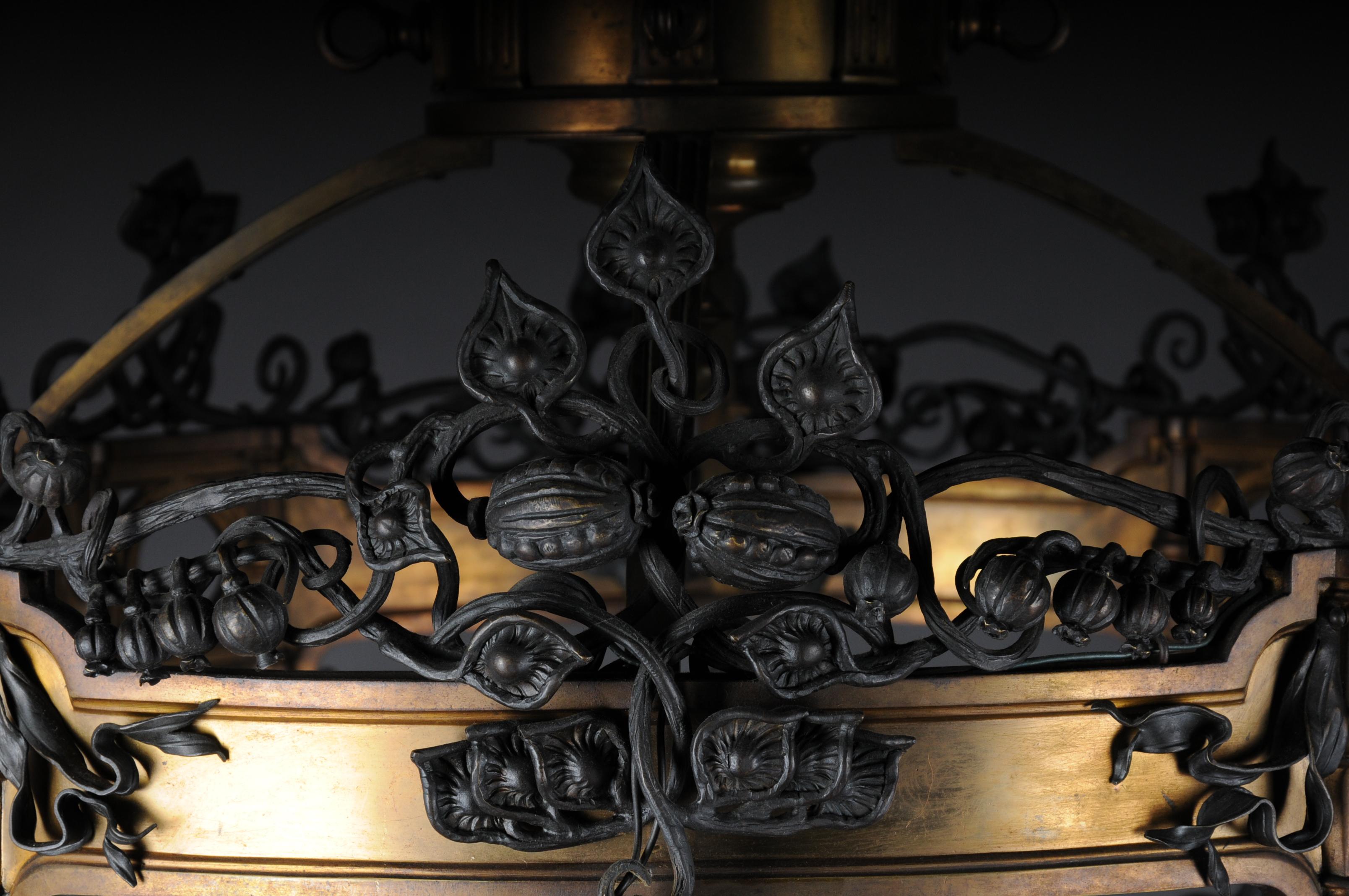 French Romanesque Art Nouveau Chandelier Bronze, France, circa 1900