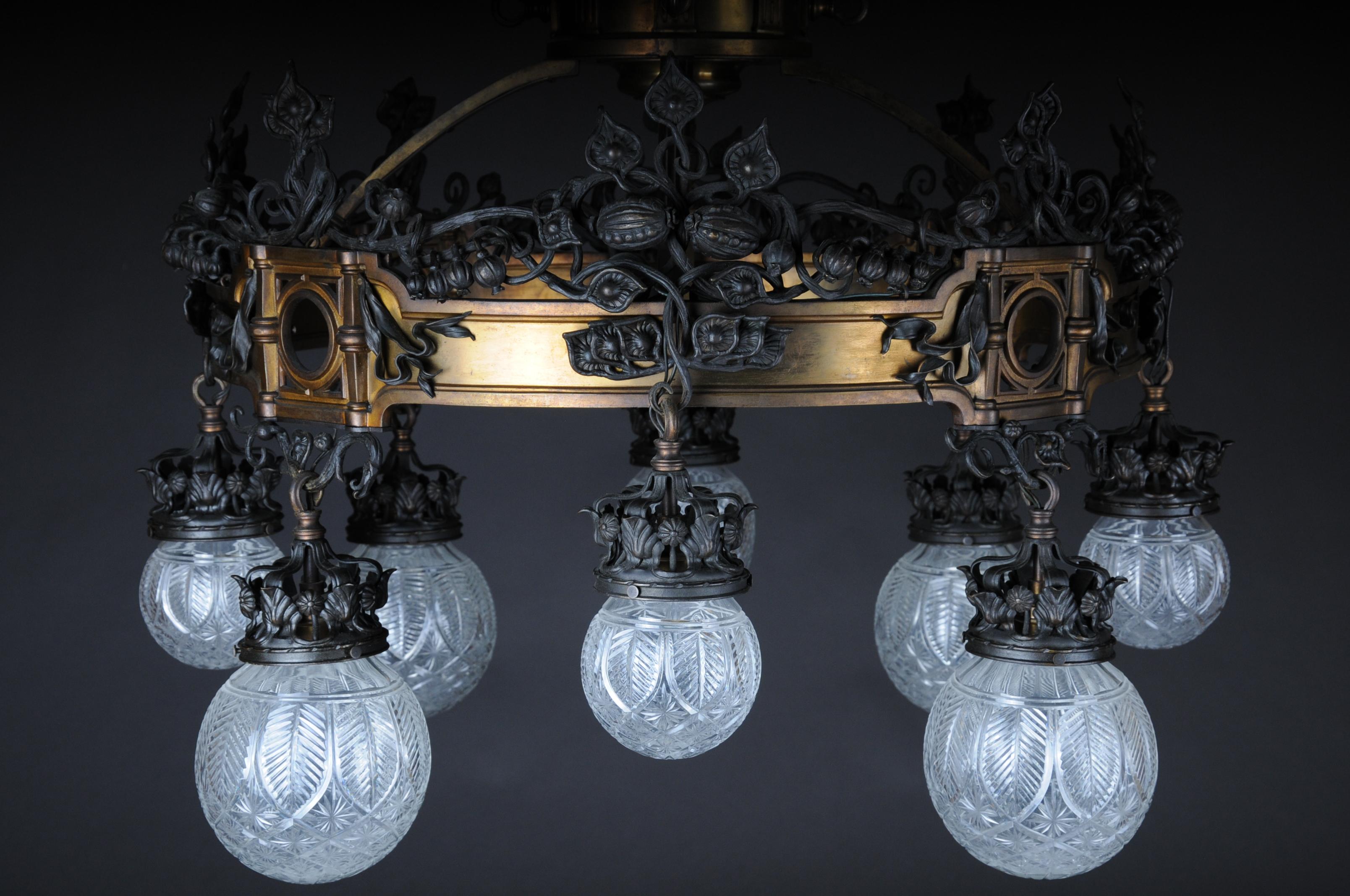 Romanesque Art Nouveau Chandelier Bronze, France, circa 1900 1
