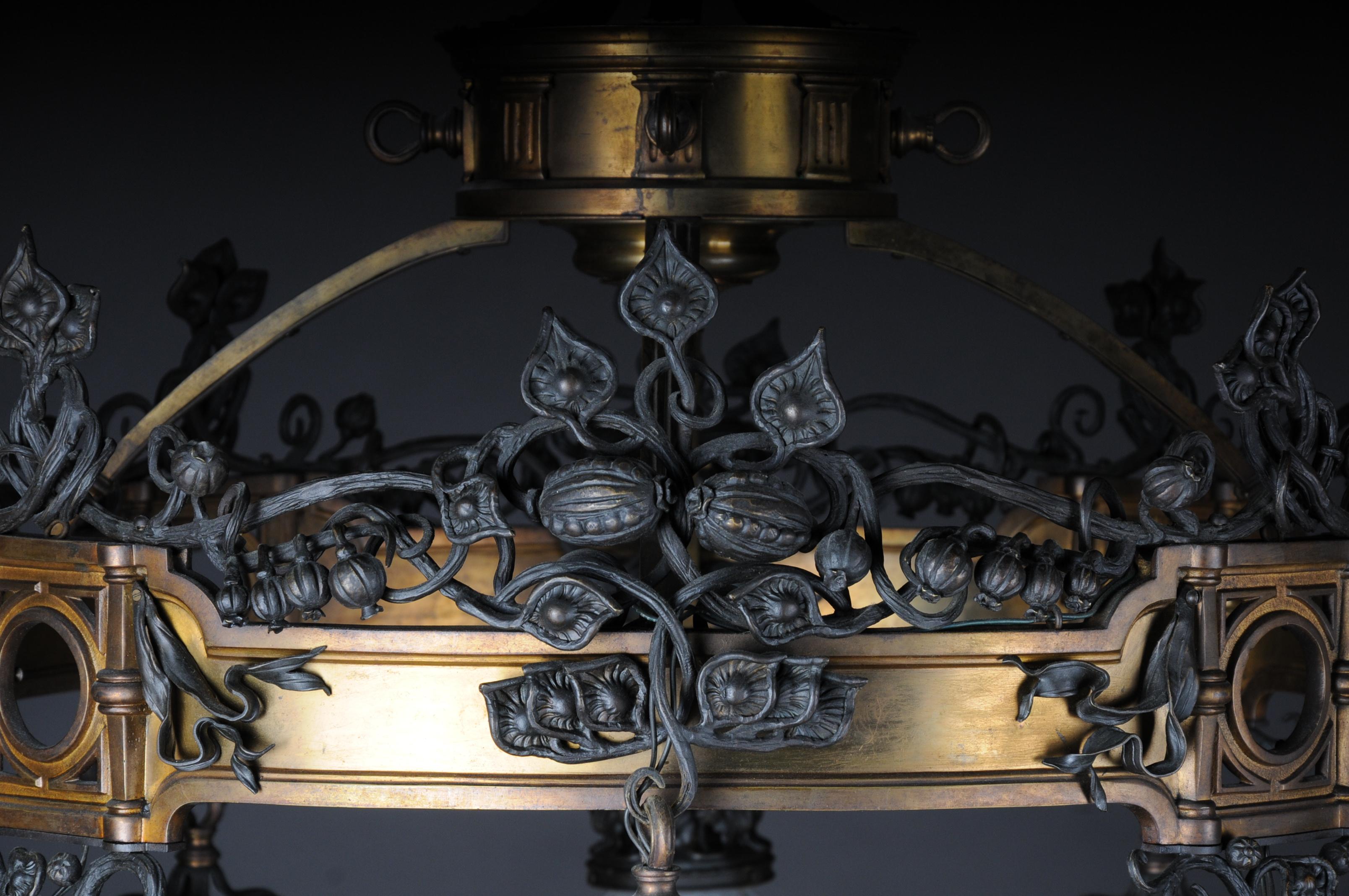 Romanesque Art Nouveau Chandelier Bronze, France, circa 1900 2