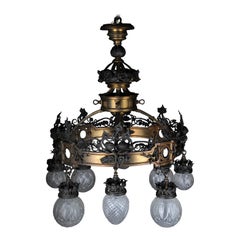 Lustre Art nouveau roman en bronze:: France:: vers 1900