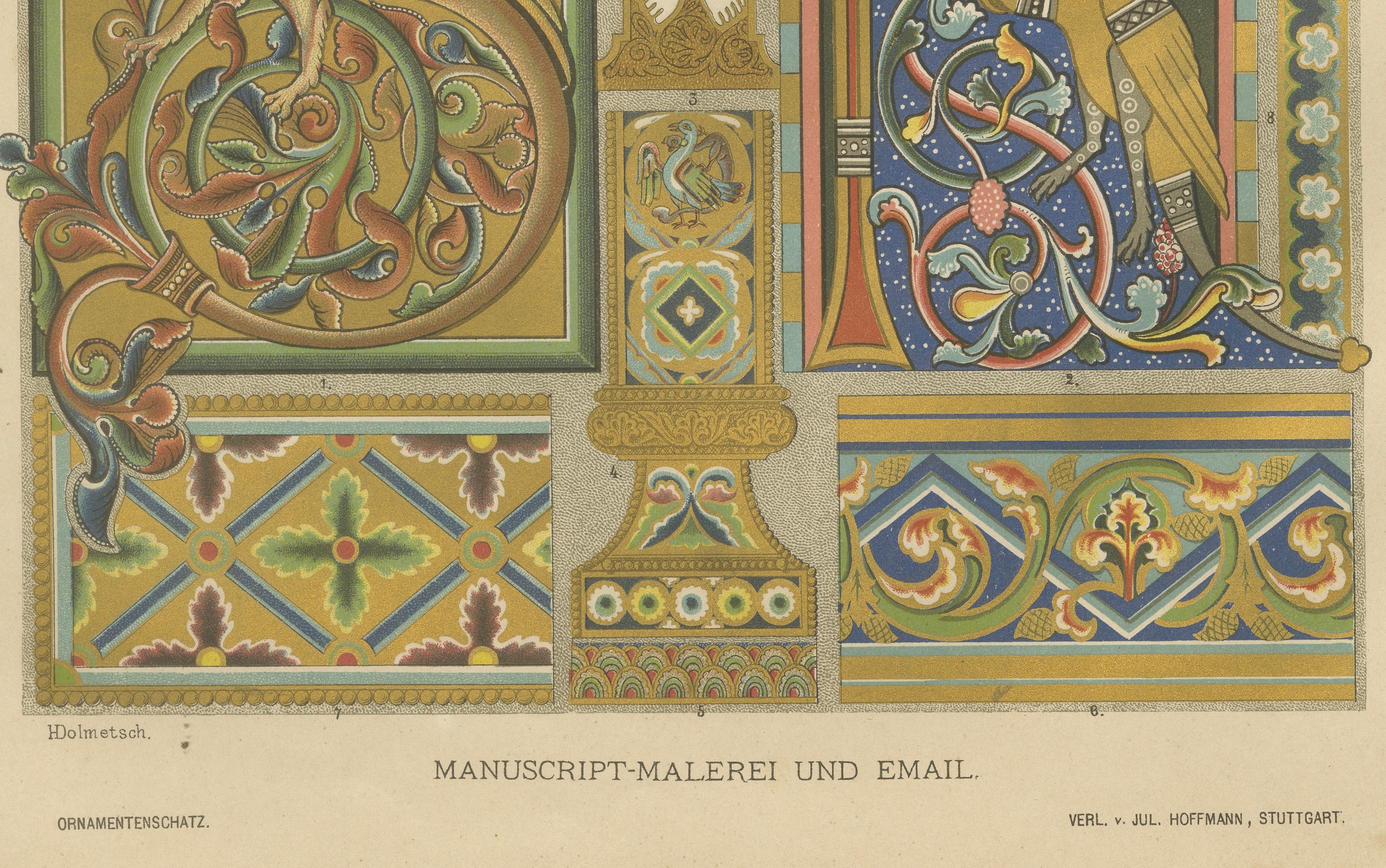 Romanische dekorative Drucke von H. Dolmetsch, 1887, Manuscript- und Wanddrucke im Angebot 1