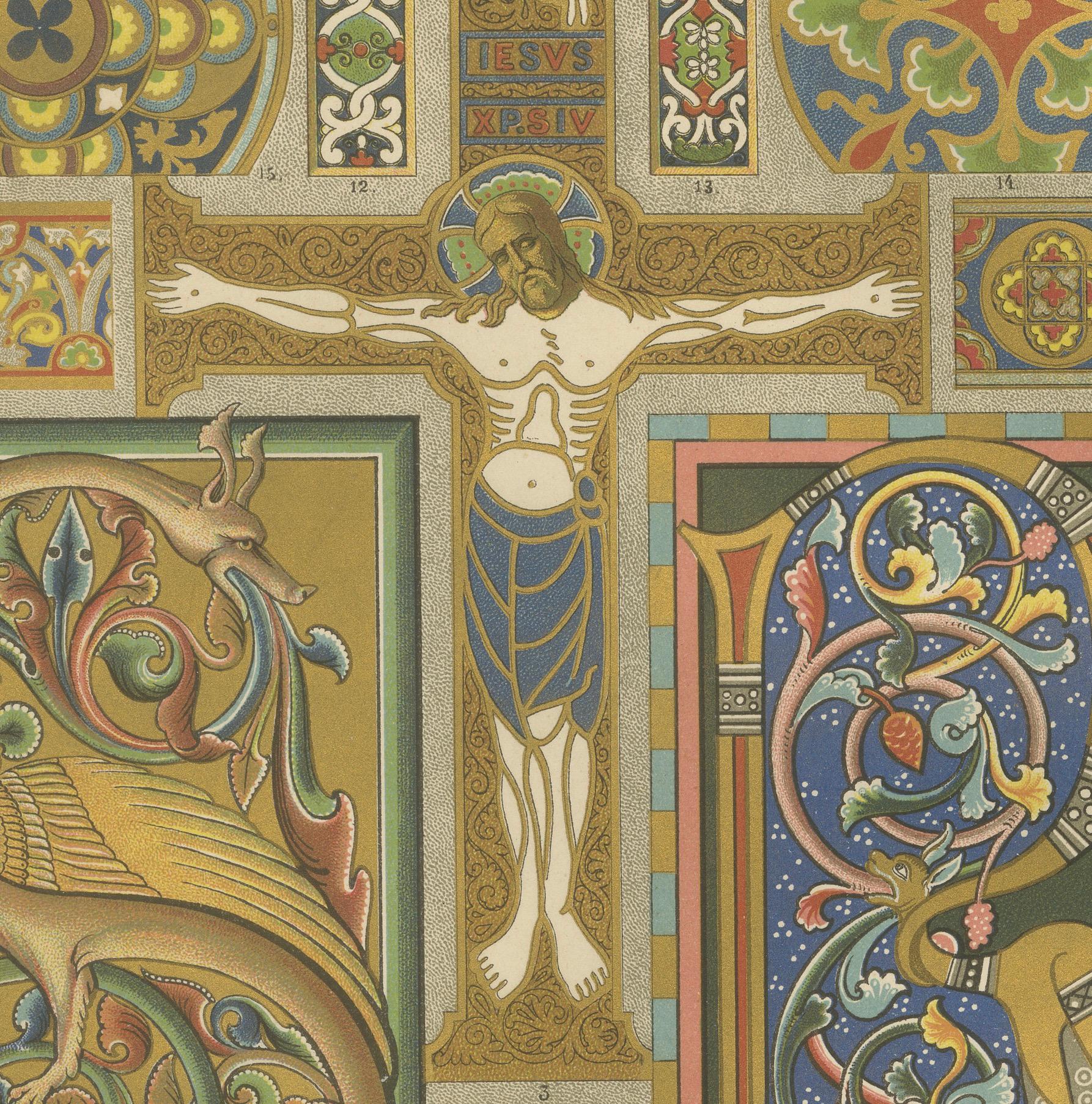 Romanische dekorative Drucke von H. Dolmetsch, 1887, Manuscript- und Wanddrucke im Angebot 4
