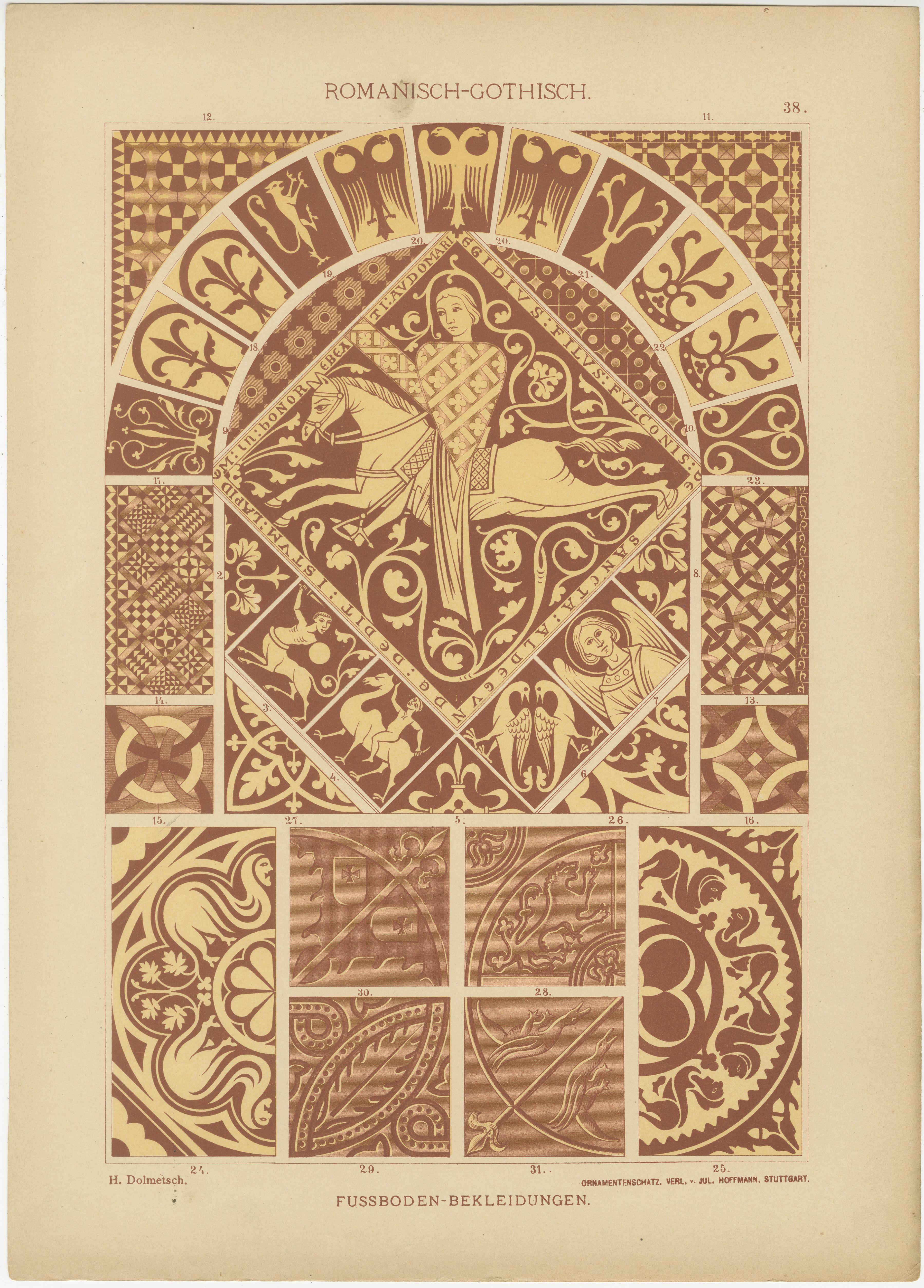 Romanisch-gotische künstlerische Fusion in Ornamentenschatz, 1887 im Zustand „Gut“ im Angebot in Langweer, NL