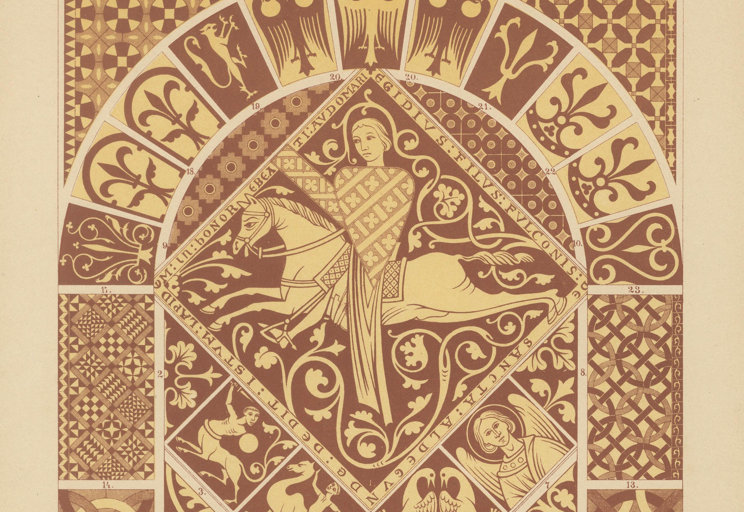 Romanisch-gotische künstlerische Fusion in Ornamentenschatz, 1887 (Papier) im Angebot