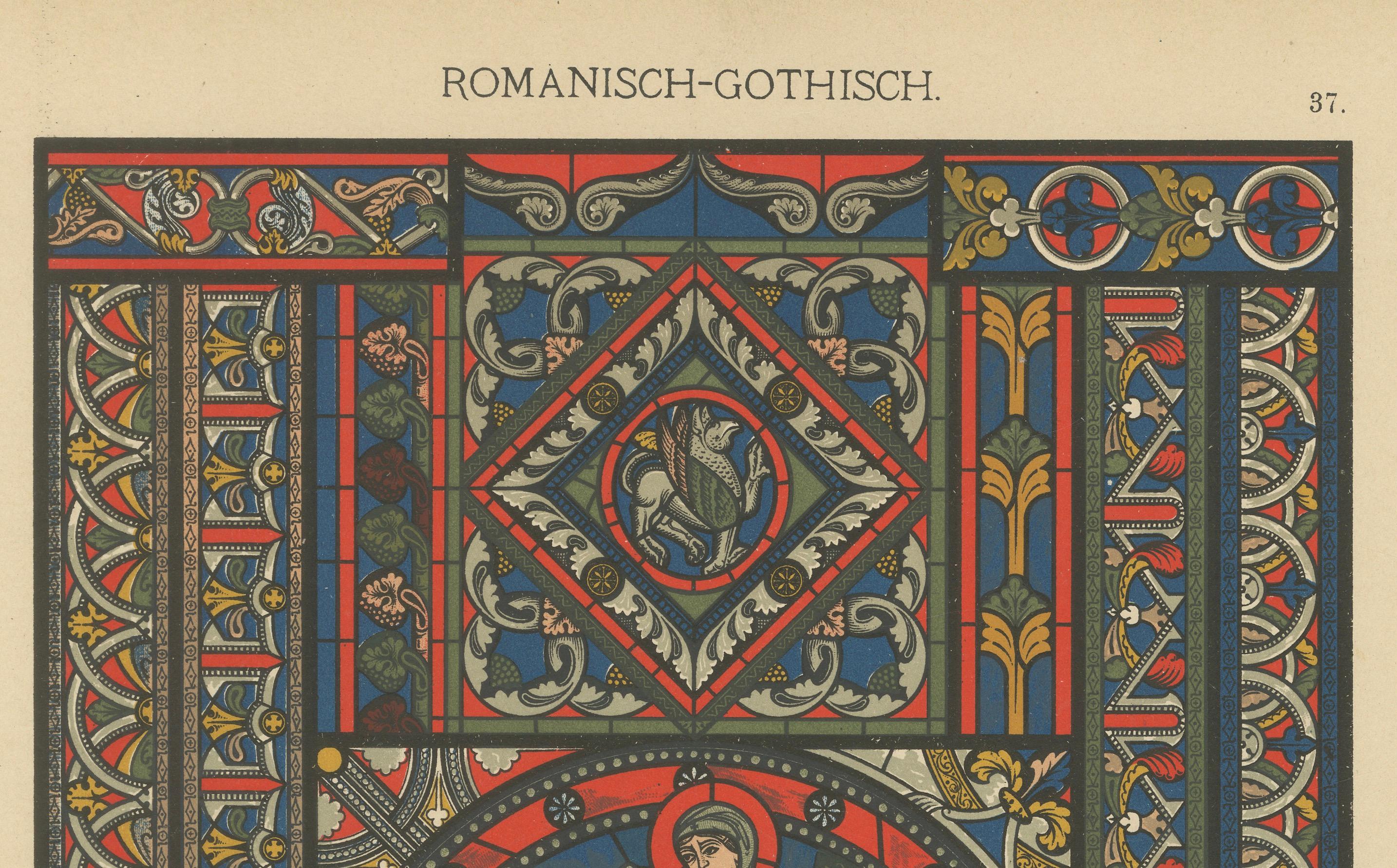 Romanisch-gotische künstlerische Fusion in Ornamentenschatz, 1887 im Angebot 2