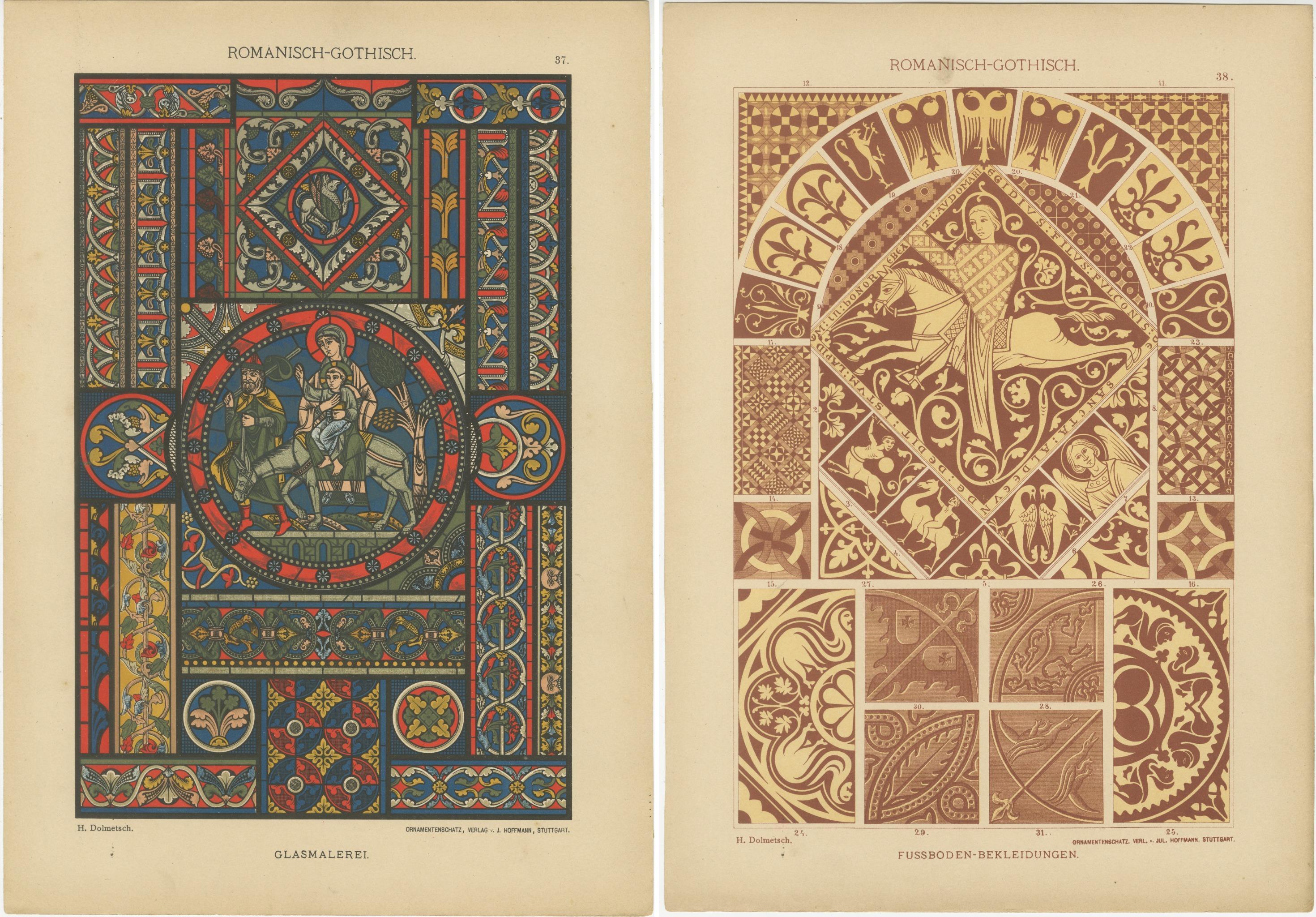 Romanisch-gotische künstlerische Fusion in Ornamentenschatz, 1887 im Angebot 4