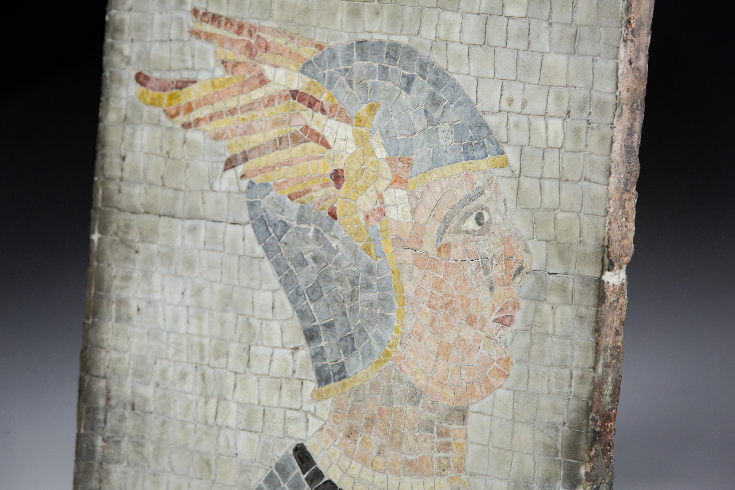 Stone Romanesque Grand Tour Mosaic of Mercury