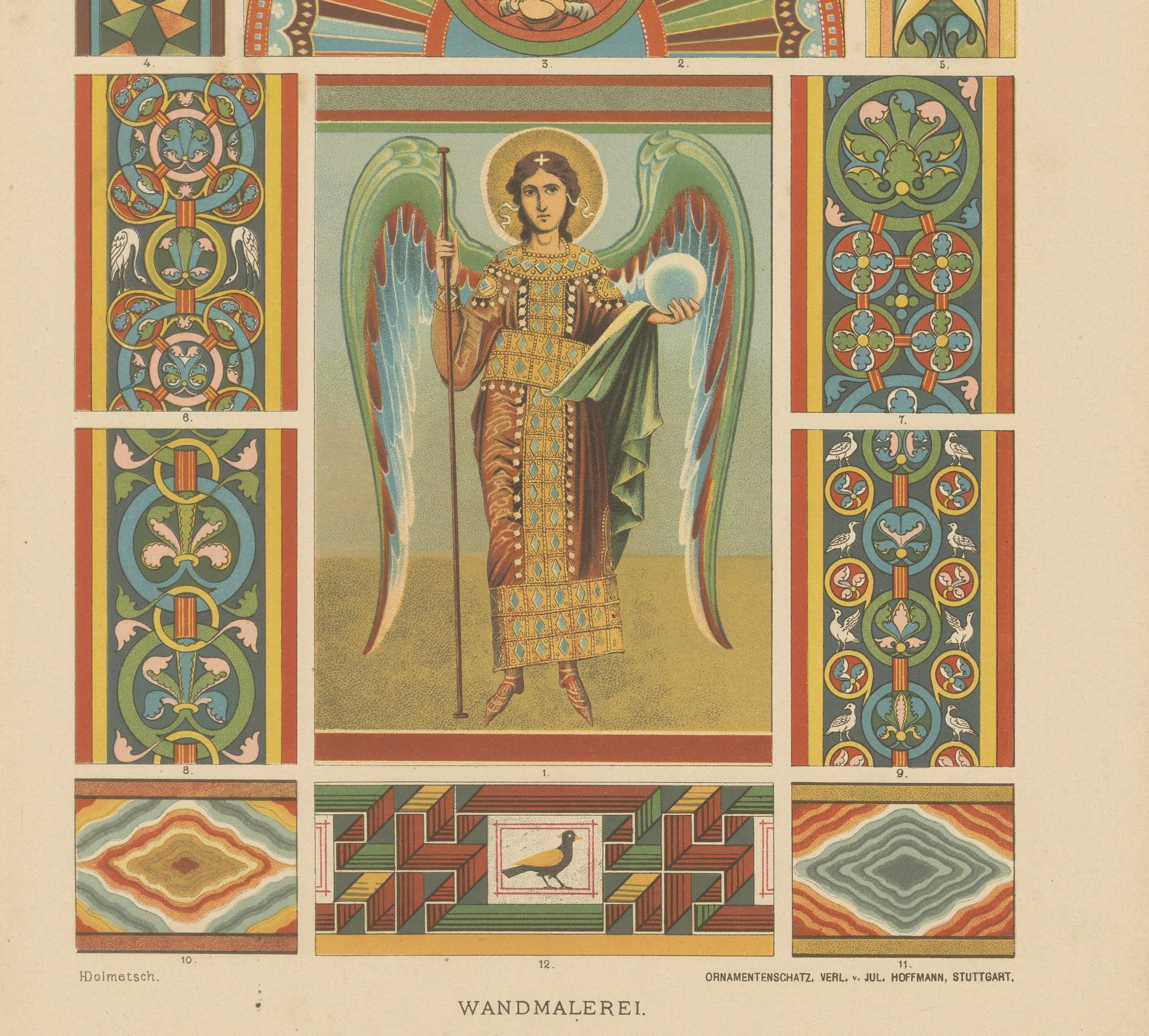 Fine XIX secolo Manoscritto romanico e arte murale da Ornamentenschatz, 1887 in vendita