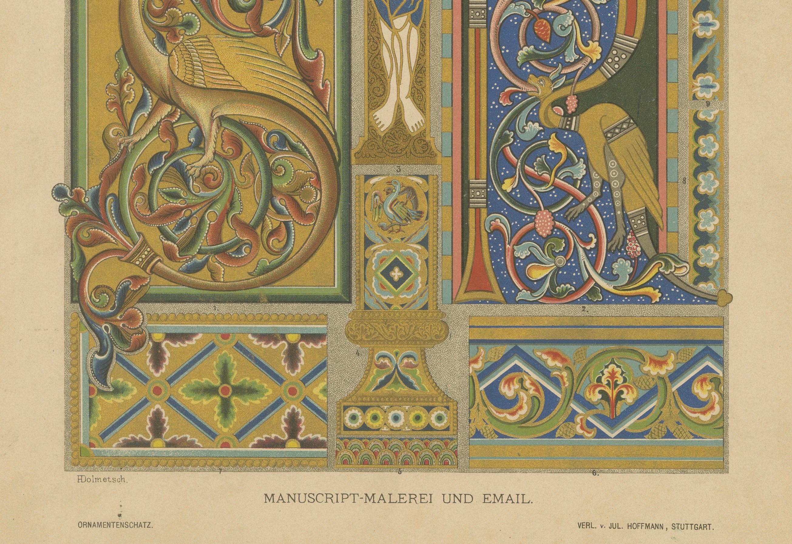 Manoscritto romanico e arte murale da Ornamentenschatz, 1887 in vendita 1