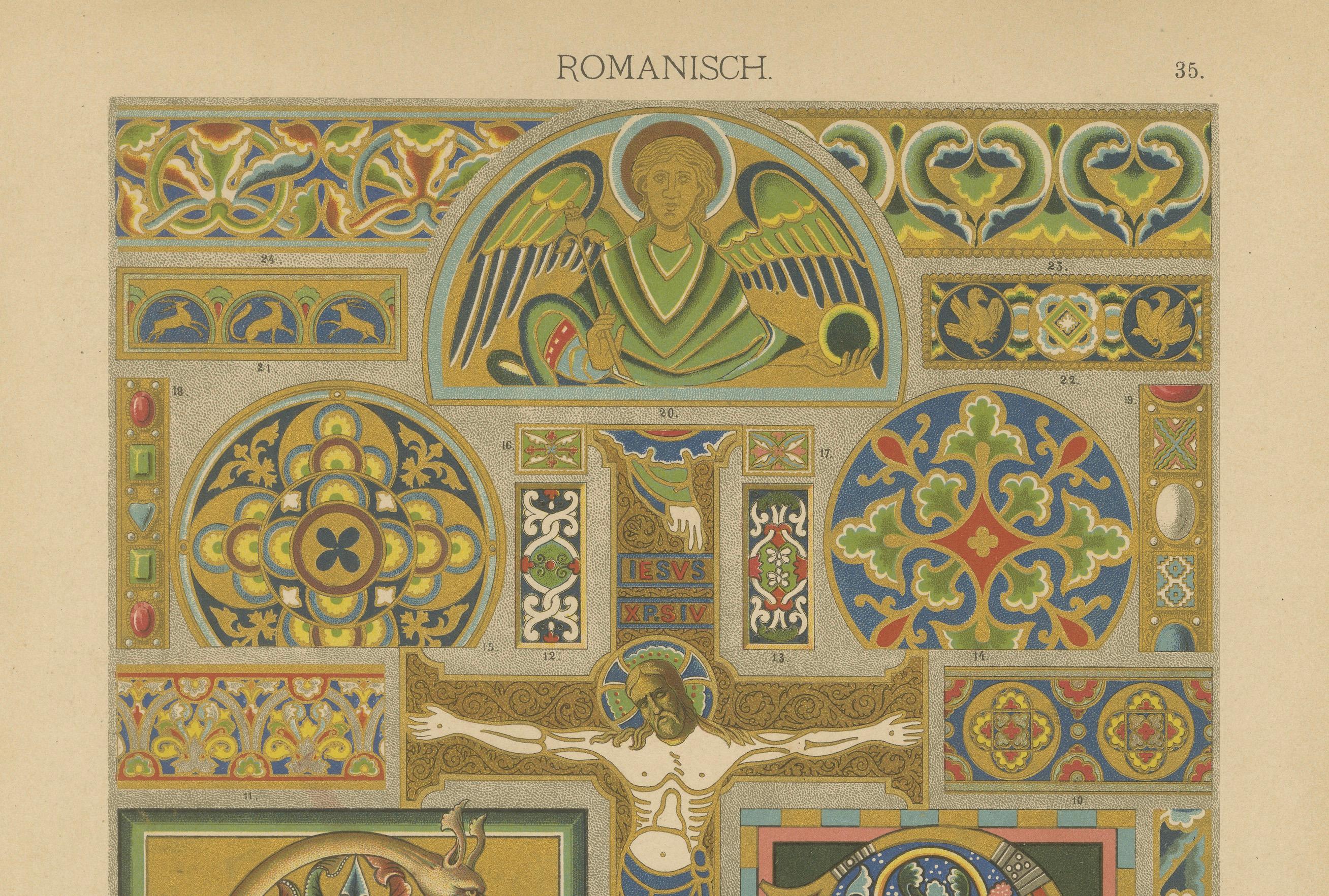Manoscritto romanico e arte murale da Ornamentenschatz, 1887 in vendita 2