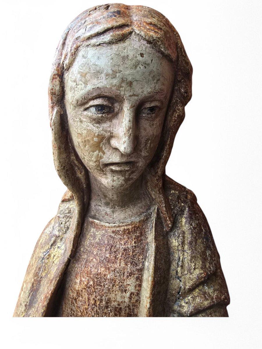 Wood Romanesque Sculpture of the Virgin – 15th Century For Sale