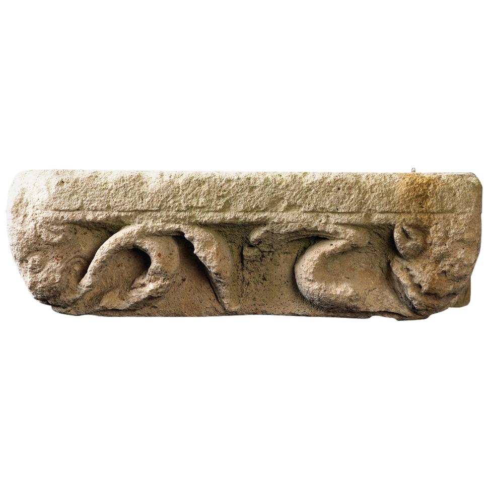Romanesque Stone with Mythical Animals, 12th-13th Century, France For Sale