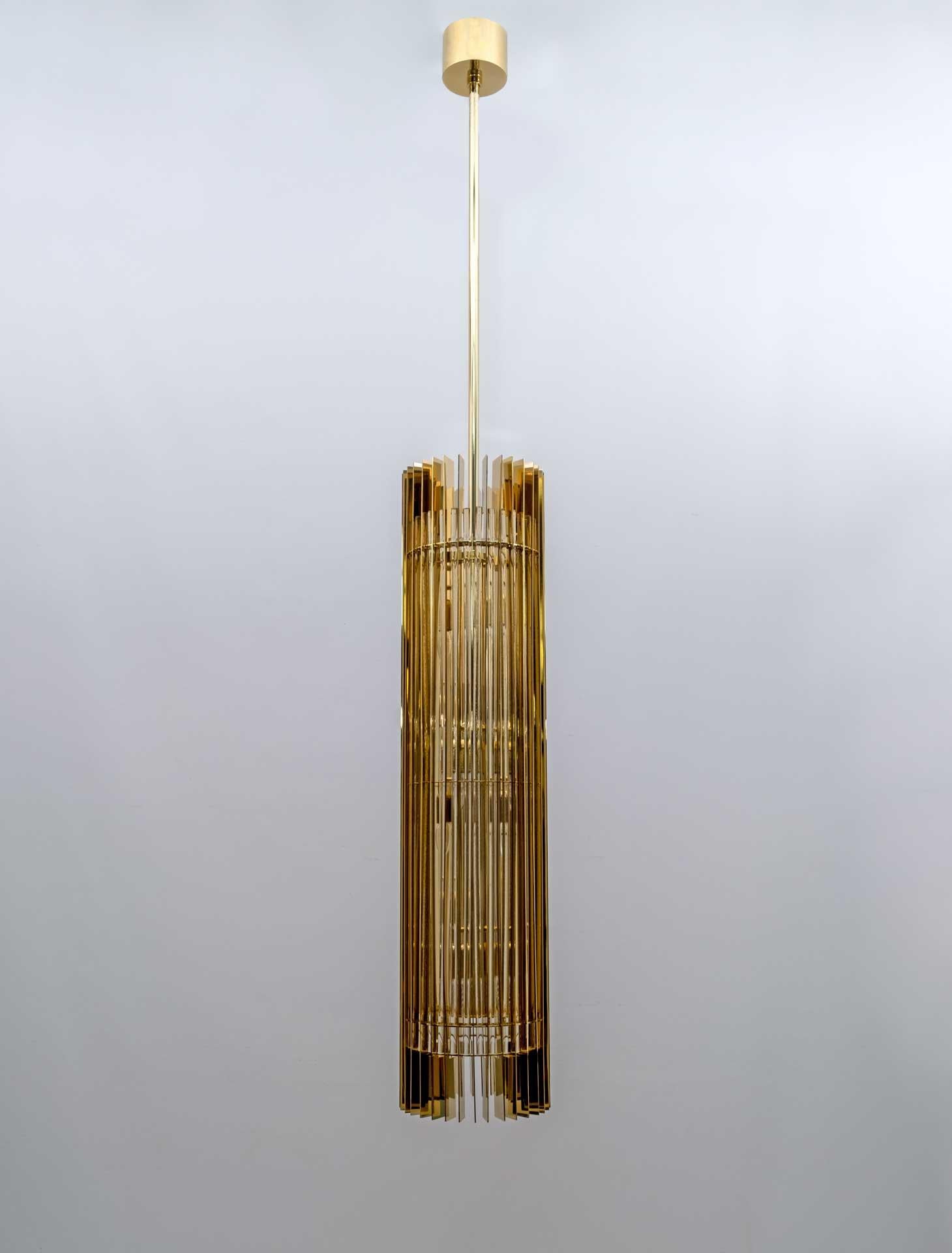 Moderne Lampe à suspension Romani Saccati pour Gucci en cristal de Murano en laiton par Studio Design Italia en vente