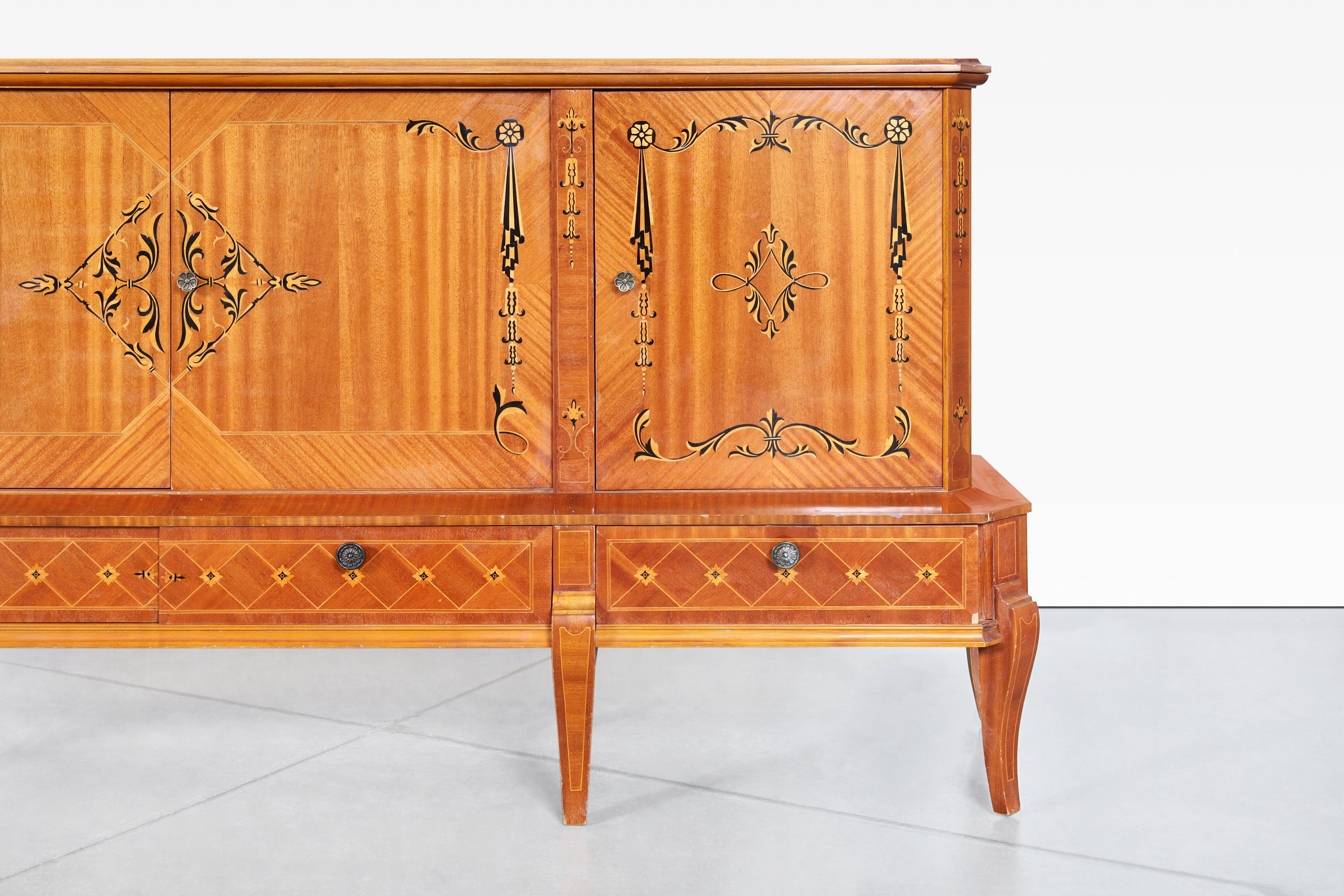 Credenza Art Deco rumena con intarsi in Wood esotico in vendita 3