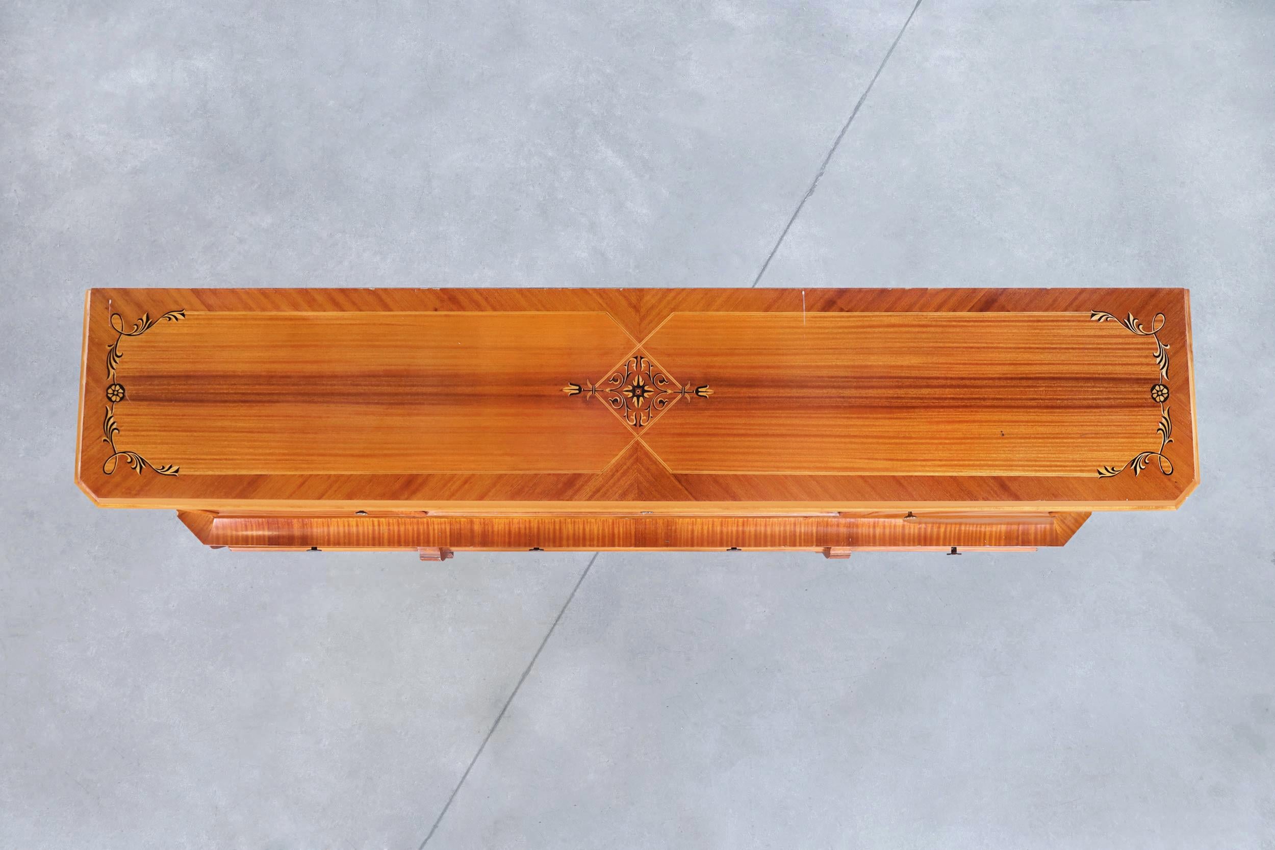 Credenza Art Deco rumena con intarsi in Wood esotico in vendita 5