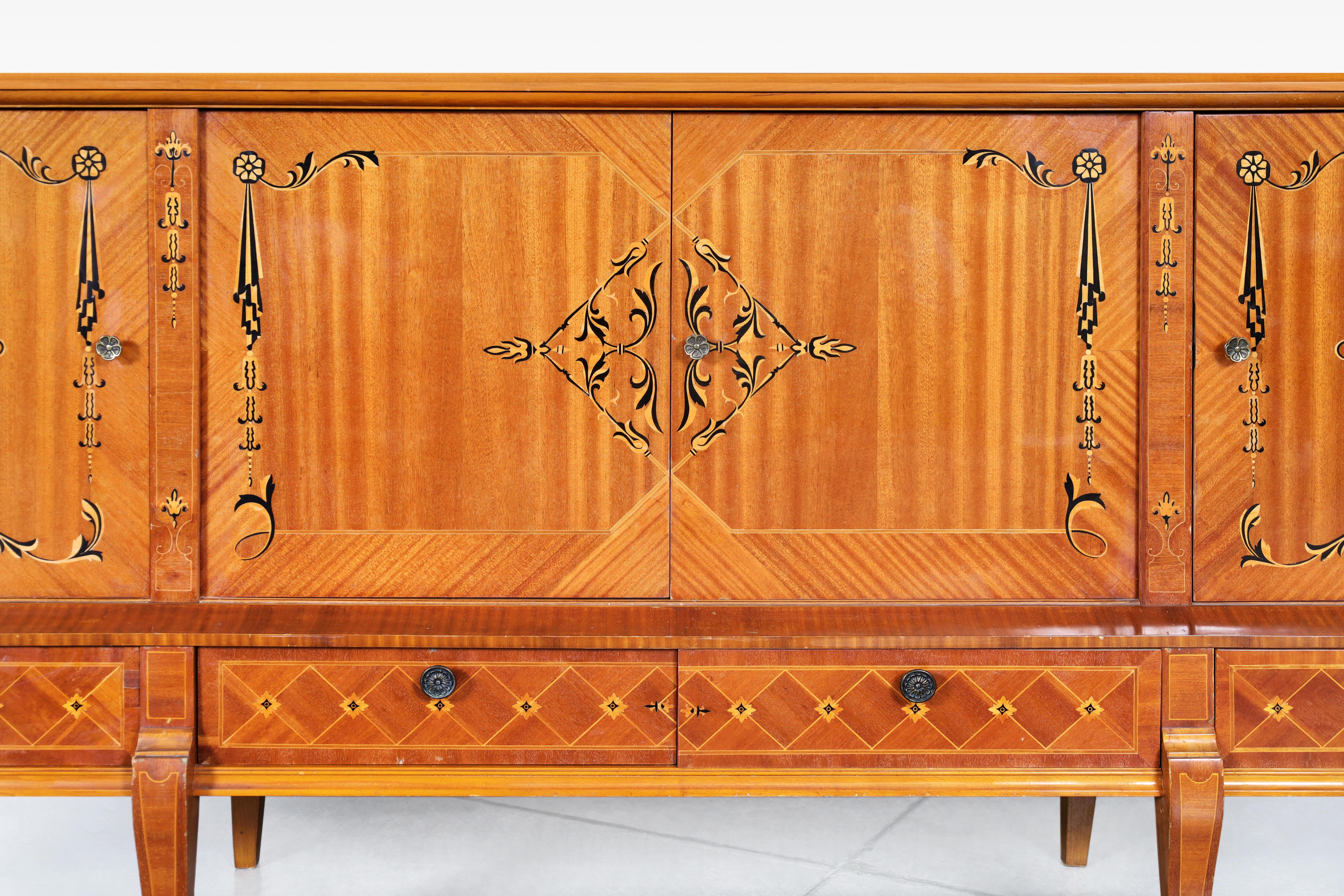 Credenza Art Deco rumena con intarsi in Wood esotico in vendita 2