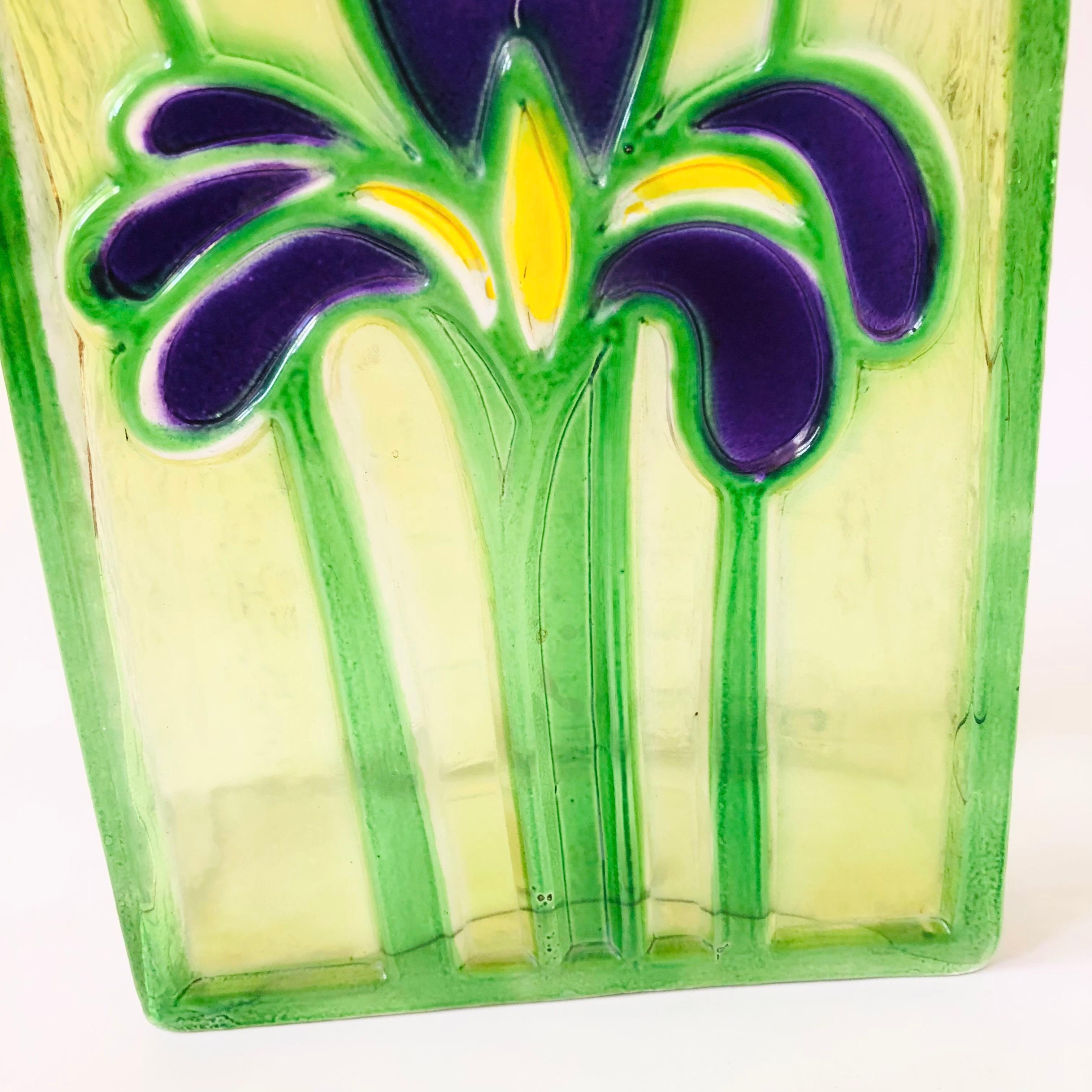 Romanian Glass Iris Vase For Sale 1
