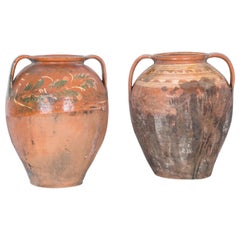 Romanian Painted Ceramic Pots, a Pair