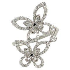 Roman+Jules 2 Butterfly Bypass Right Hand  Diamond Ring Fashioned in 14KW Gold