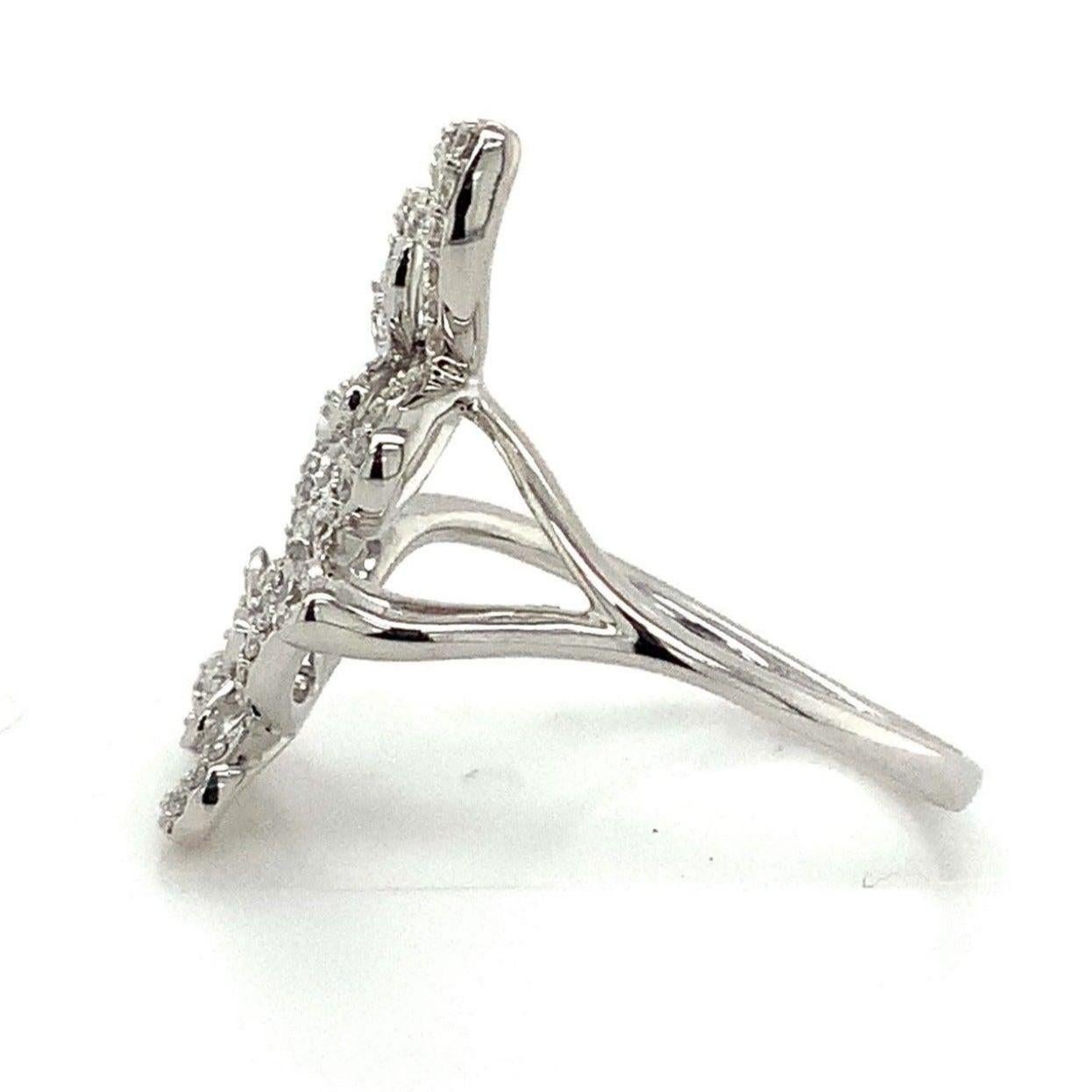Roman+Jules 2 Butterfly Bypass Right Hand  Diamond Ring Fashioned in 14KW Gold For Sale 2