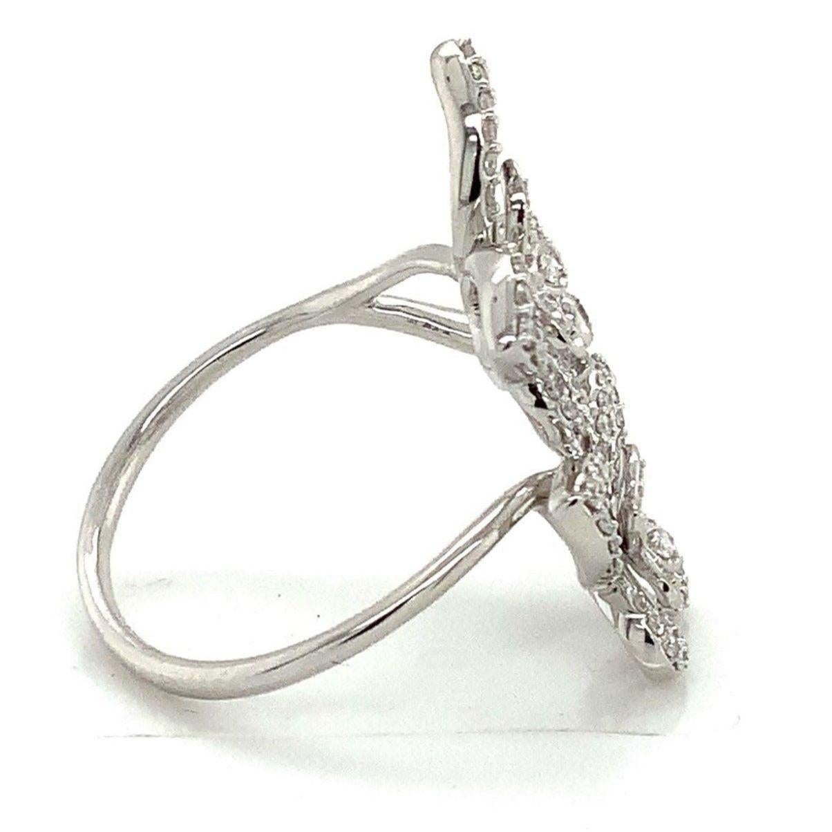 Roman+Jules 2 Butterfly Bypass Right Hand  Diamond Ring Fashioned in 14KW Gold For Sale 3