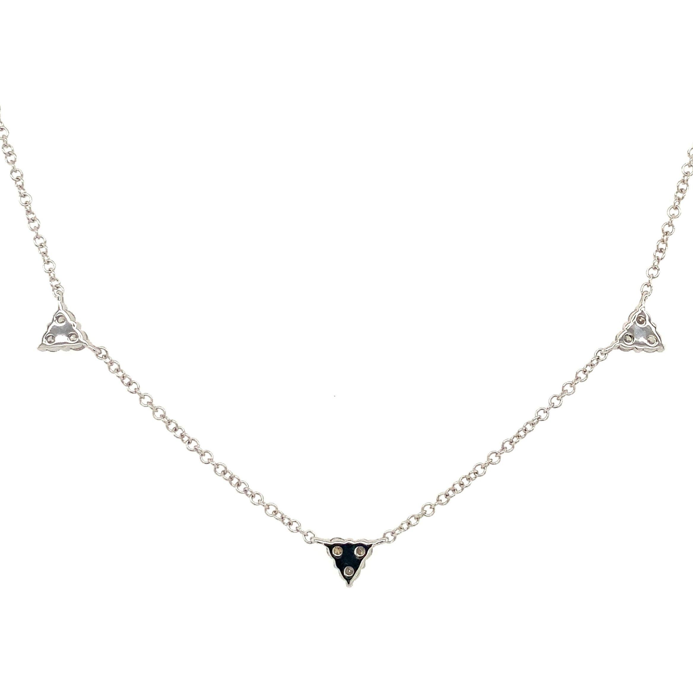 Roman+Jules Charm a forma di triangolo sulla catena Collana di diamanti in oro bianco 14K in vendita 3