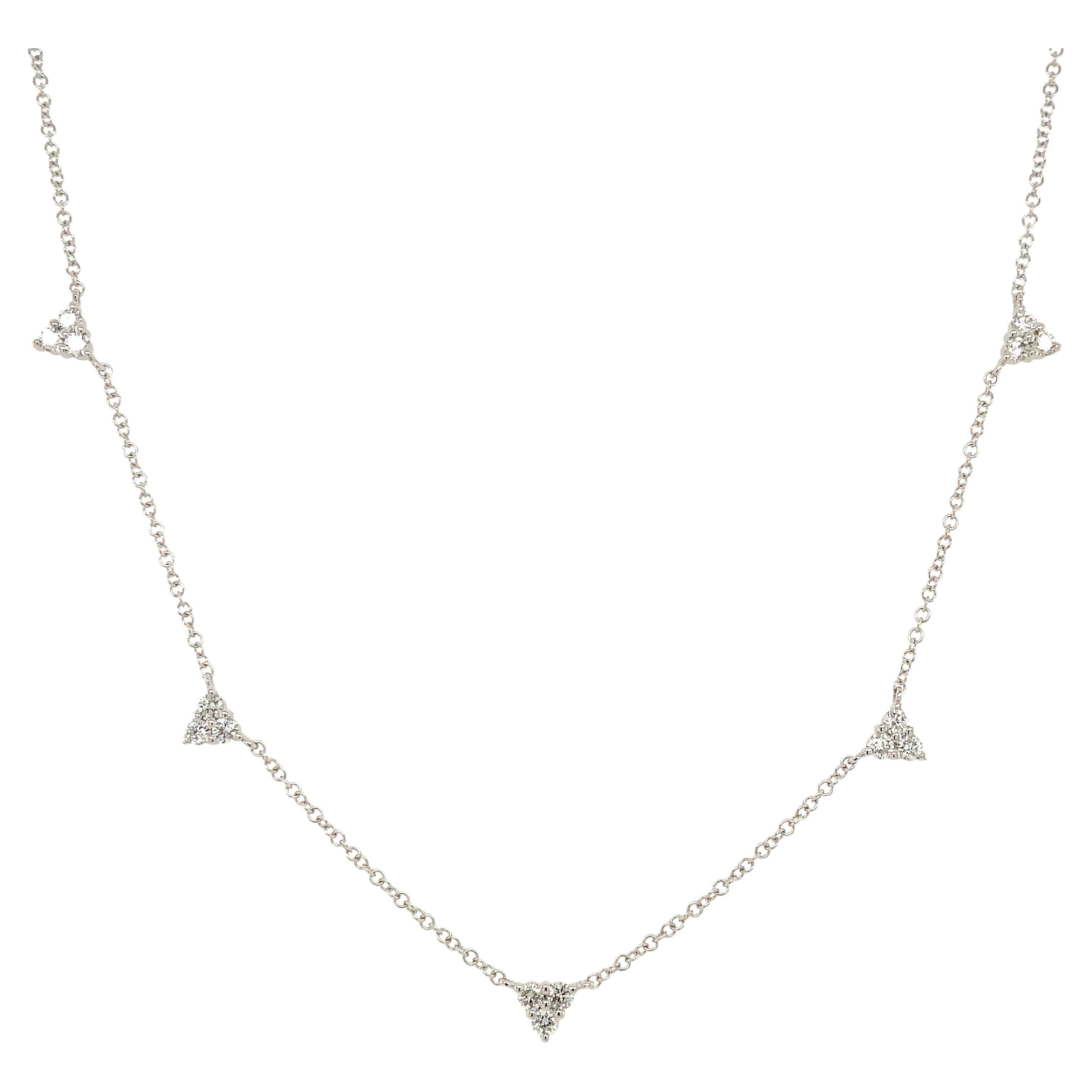 Roman+Jules Charm a forma di triangolo sulla catena Collana di diamanti in oro bianco 14K