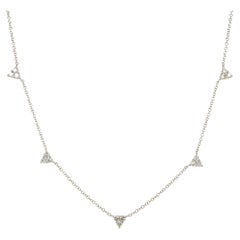 Roman+Jules Triangle shape Charm on the chain Diamond Necklace in 14K White Gold