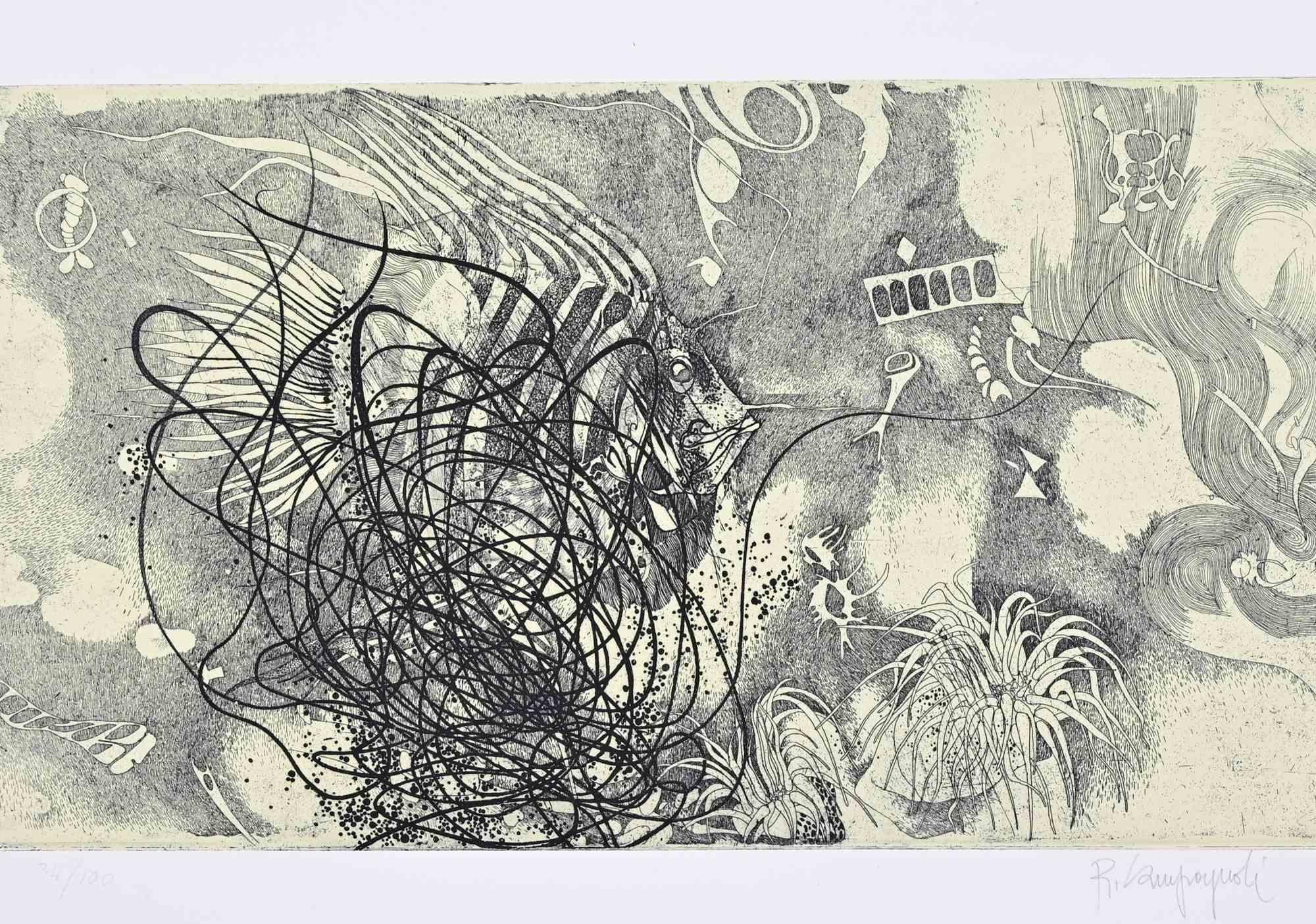 Sea - Etching by Romano Campagnoli - 1970s