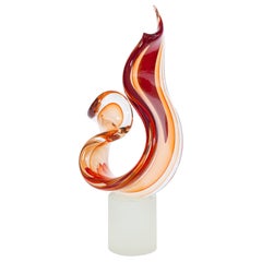 Romano Dona Amber and Ruby Murano Glass Abstract Sculpture, 1990s