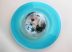 Romano Dona, Murano-Glas, Fisch-Aquarium-Scheibenskulptur, 20. Jahrhundert