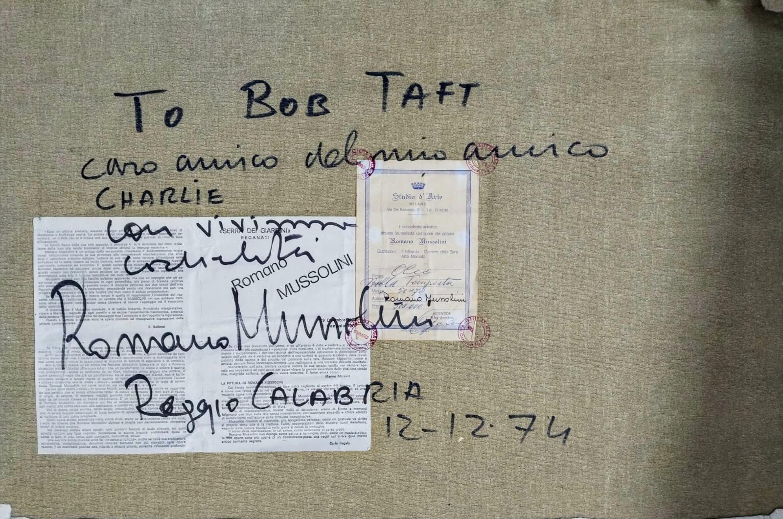 Segelboote in rauer See, Originalgemälde von Romano Mussolini. im Angebot 2