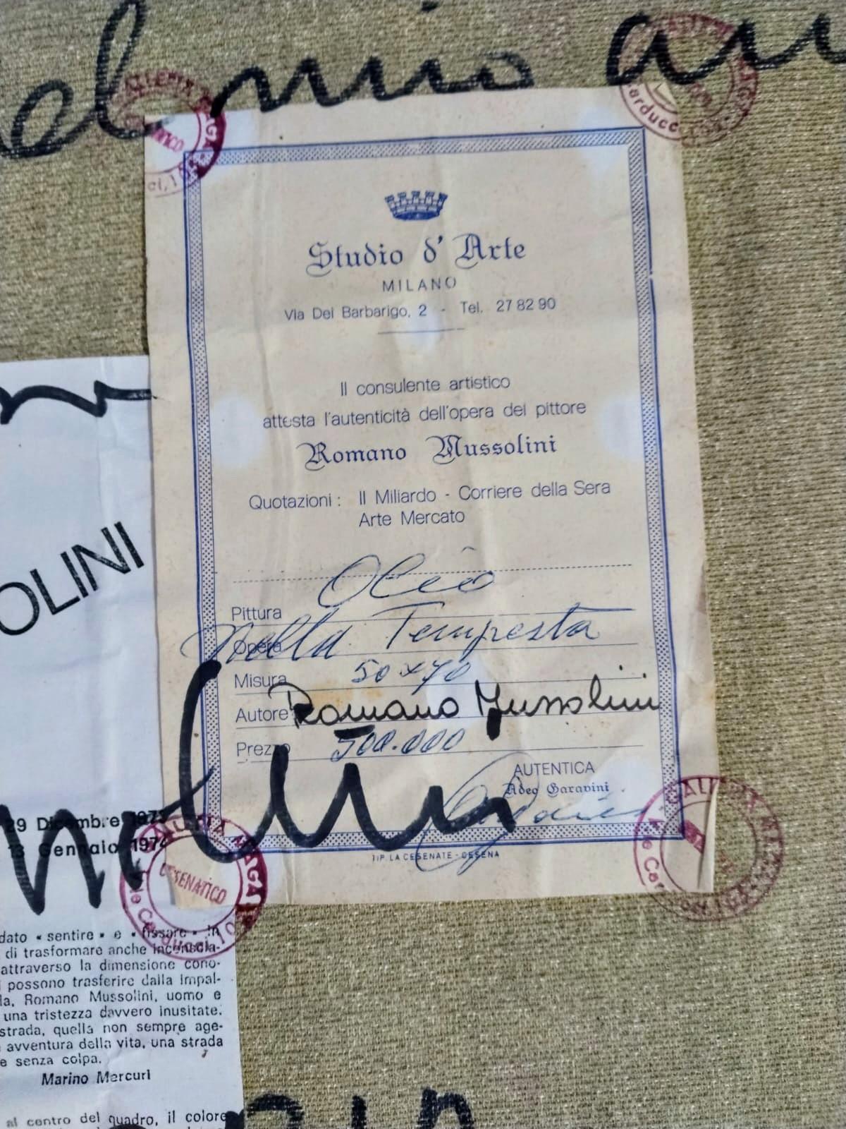 Segelboote in rauer See, Originalgemälde von Romano Mussolini. im Angebot 4