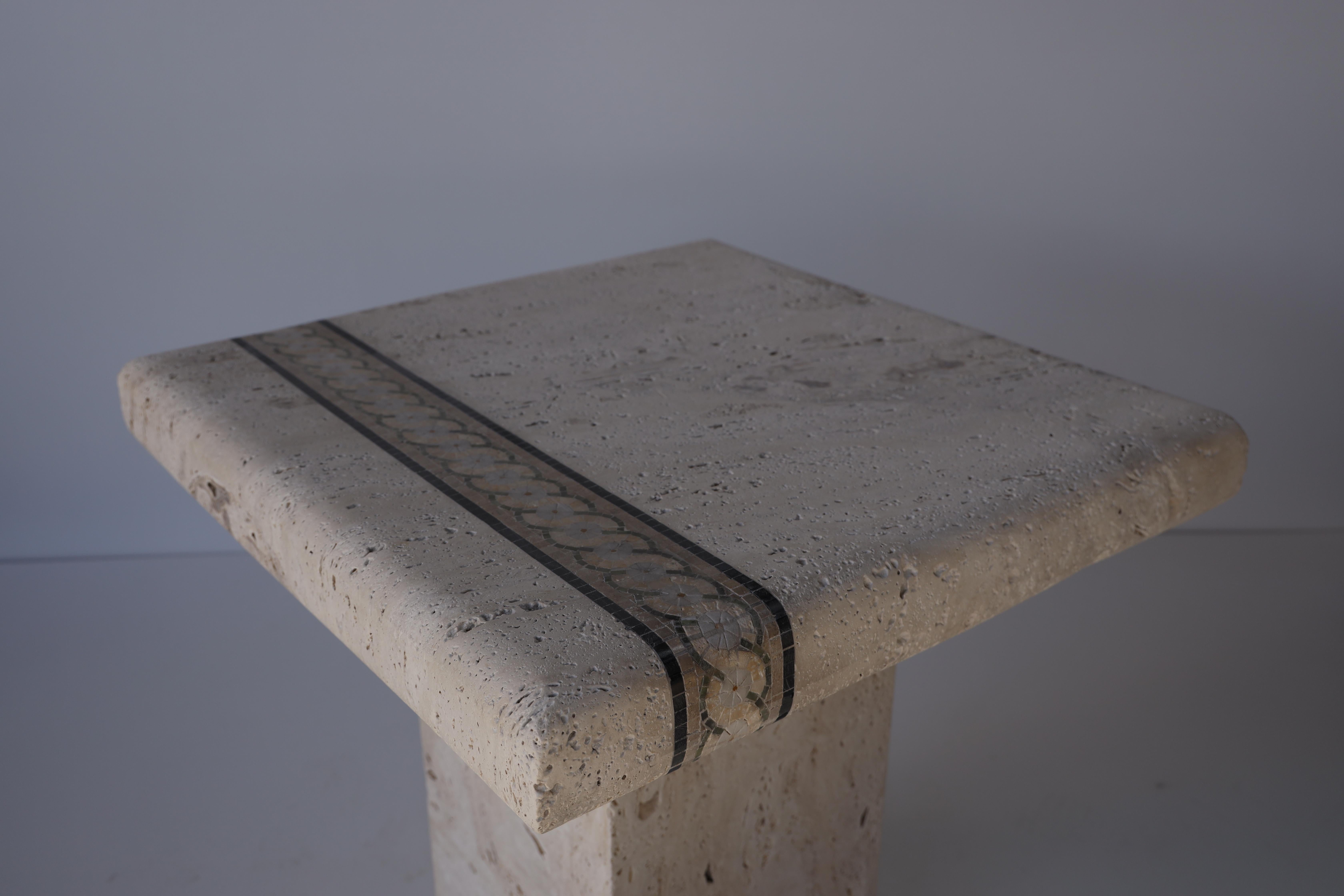 Hand-Crafted Romano Travertine Coffee Table For Sale