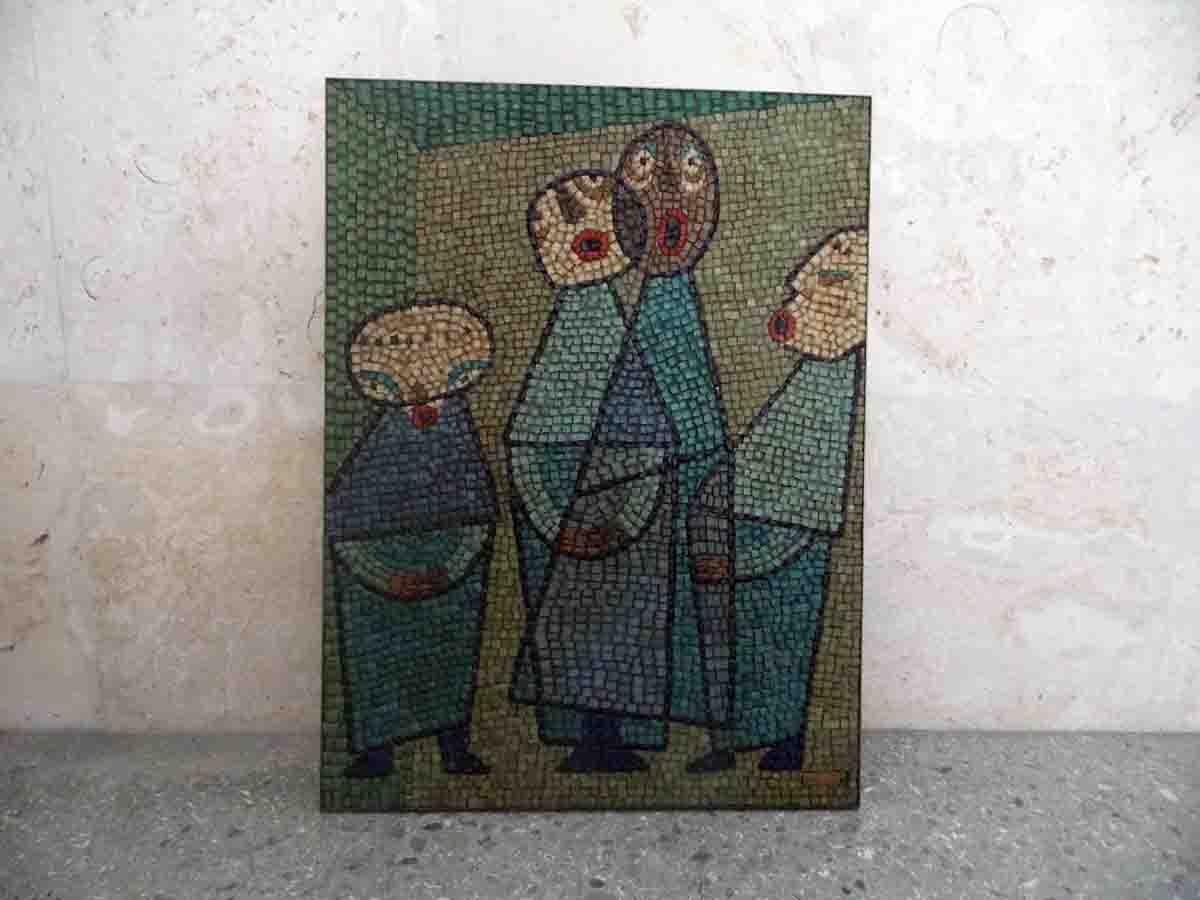 Romanos Glass tesserae Figural Mosaic In Good Condition In West Palm Beach, FL