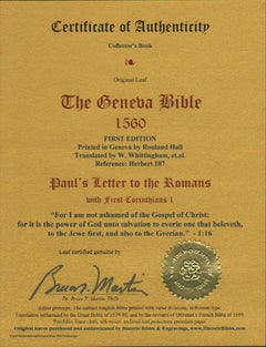 Romans, Complete Book from the 1560 "Geneva Bible", Seven Leaves in Set