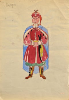 Costume sketch for Tchaikovsky opera Mazepa. Watercolor. Unsigned