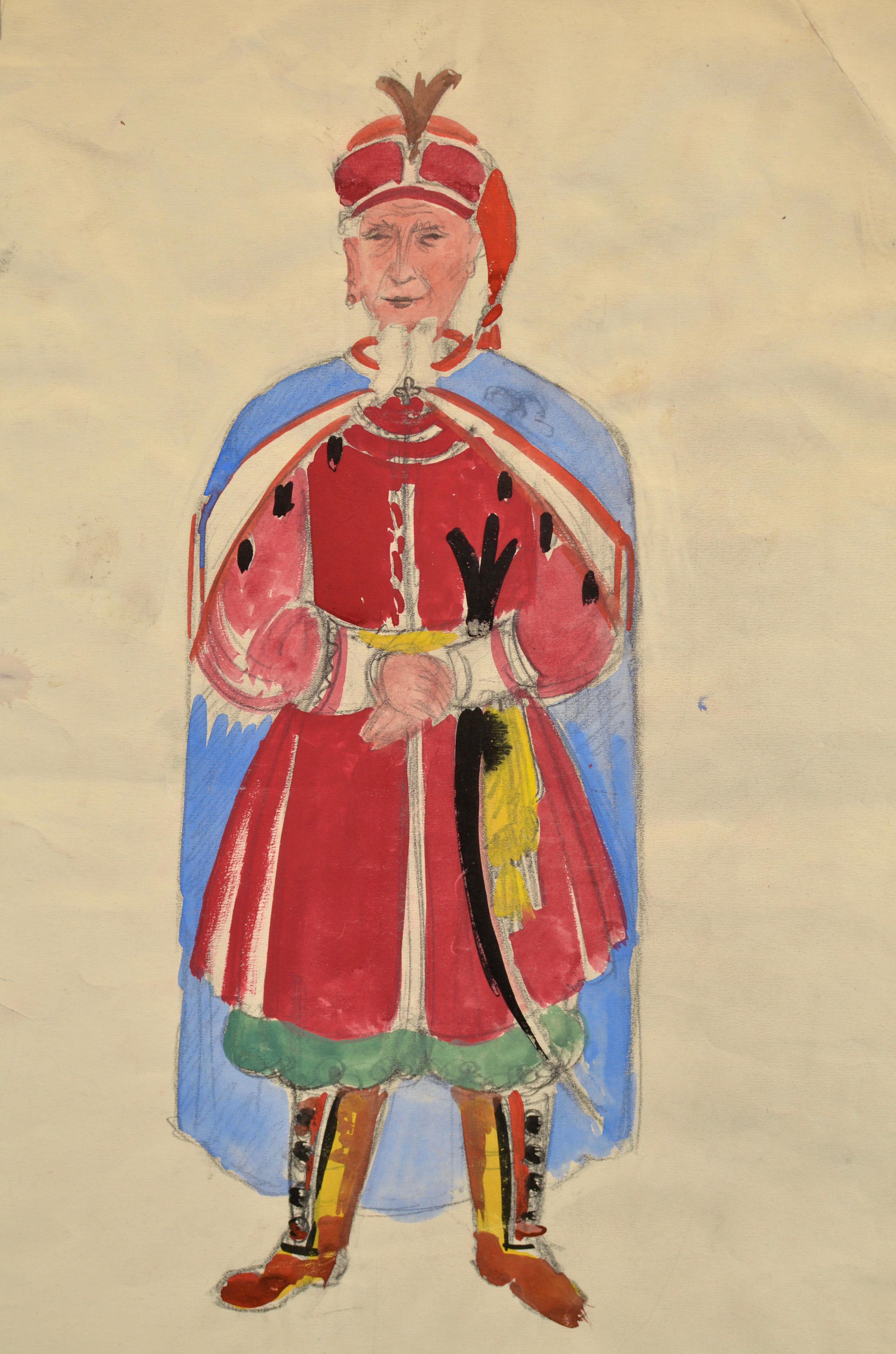 Romans Suta Figurative Painting - Costume sketch for Tchaikovsky opera Mazepa. Watercolor. Unsigned